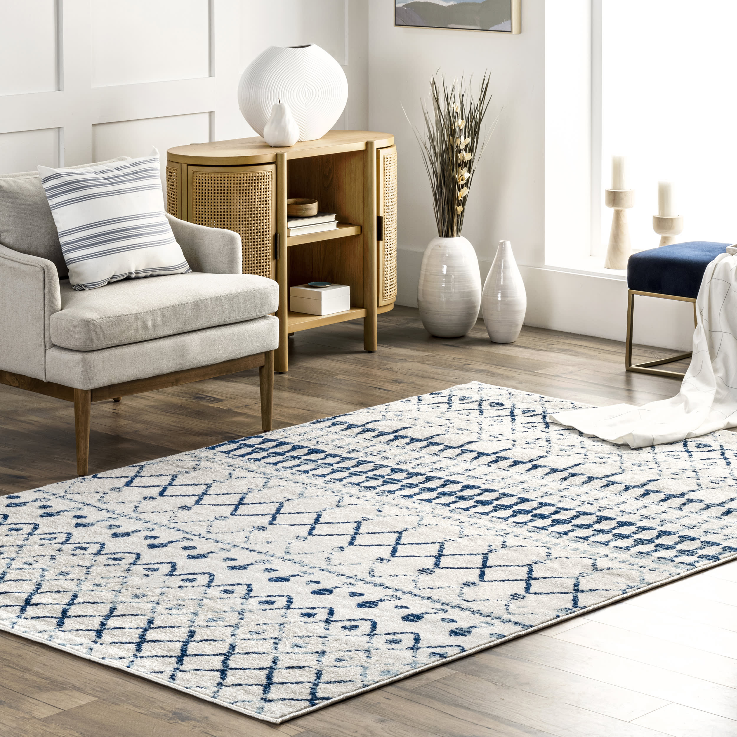 Moroccan Trellis Rug | Light Blue - Image 2