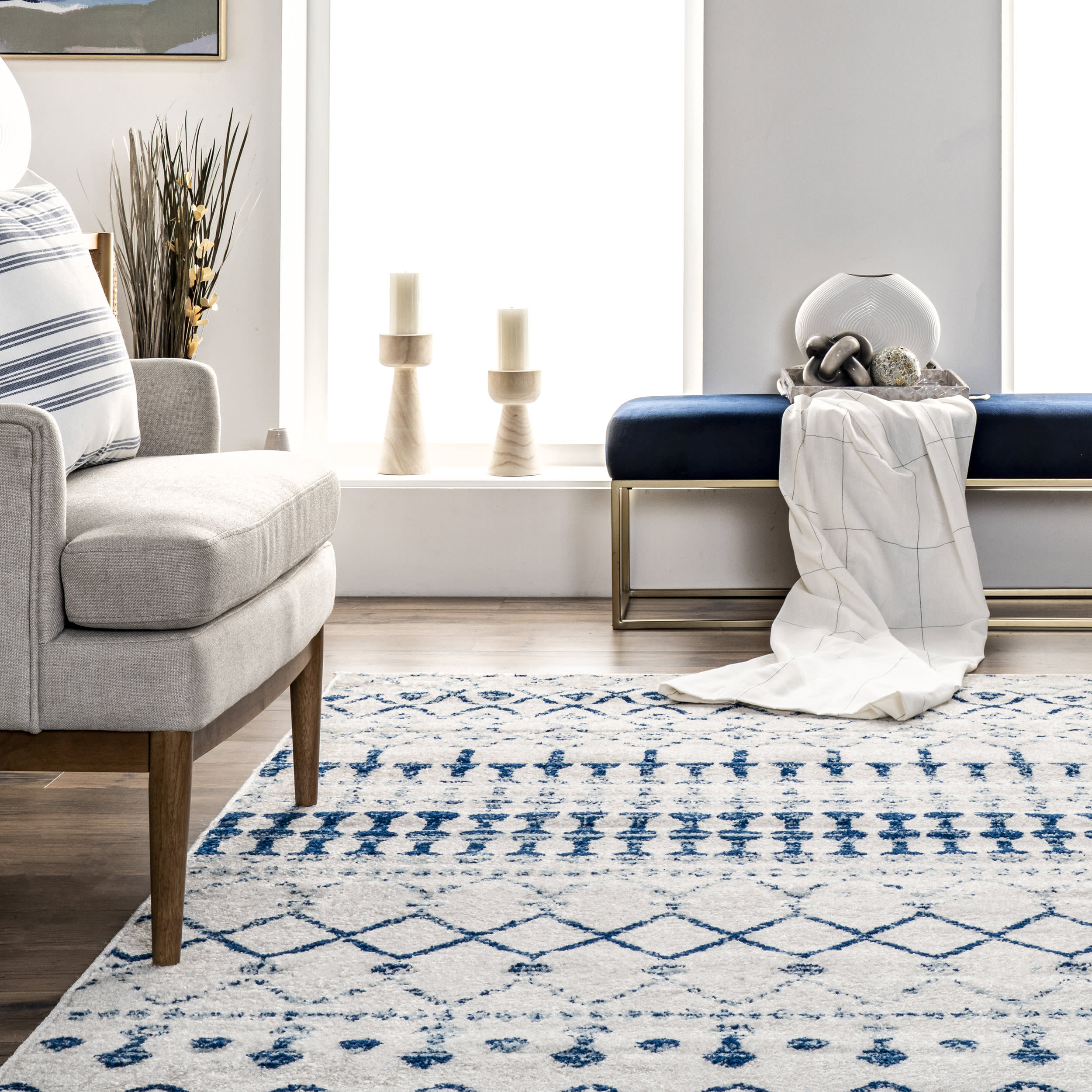 Moroccan Trellis Rug | Light Blue - Image 4