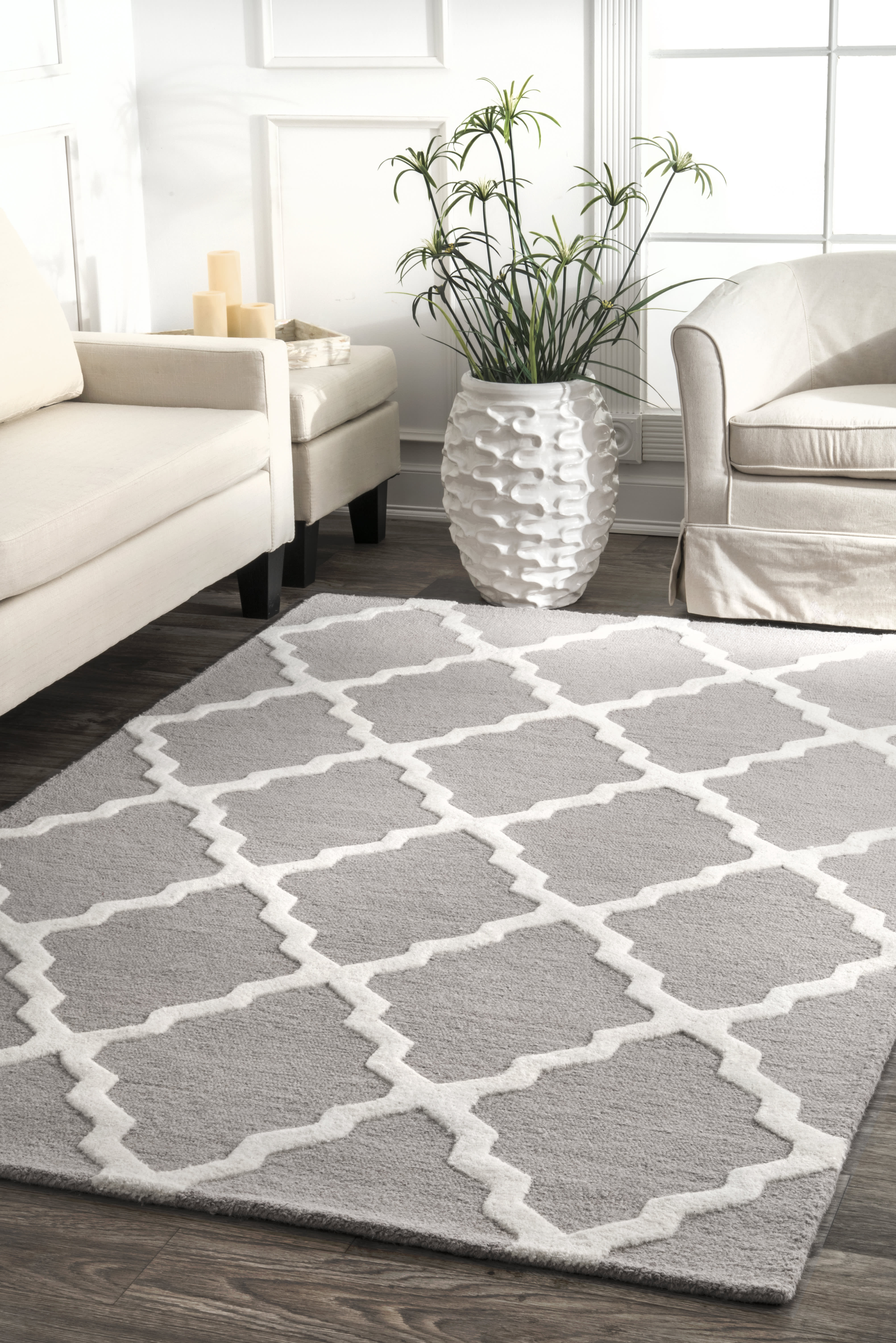 Moroccan Trellis Rug | Light Grey - Image 2