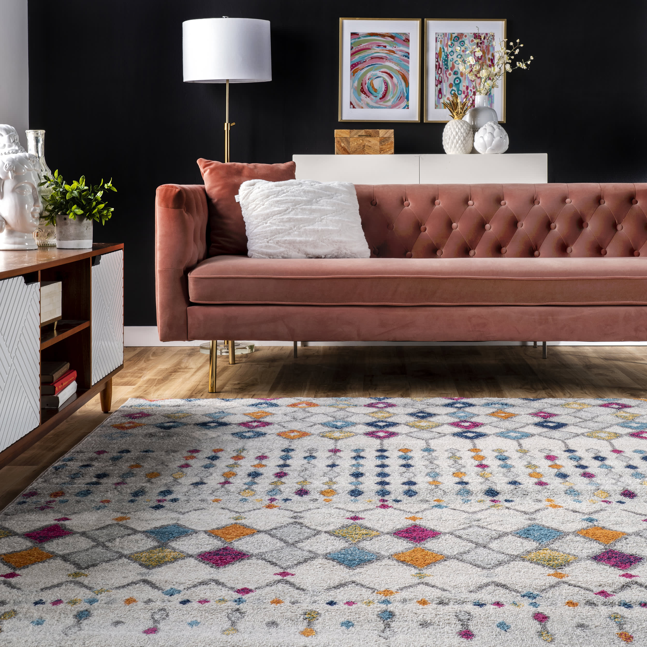 Moroccan Trellis Rug | Multicolor - Image 4