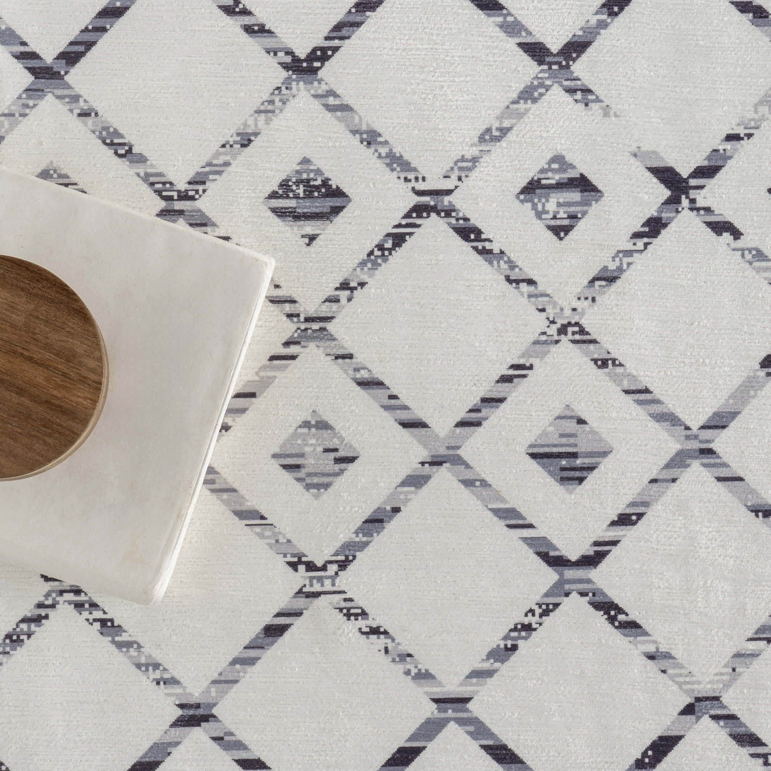 Moroccan Trellis Spill Proof Washable Rug | Grey - Image 8