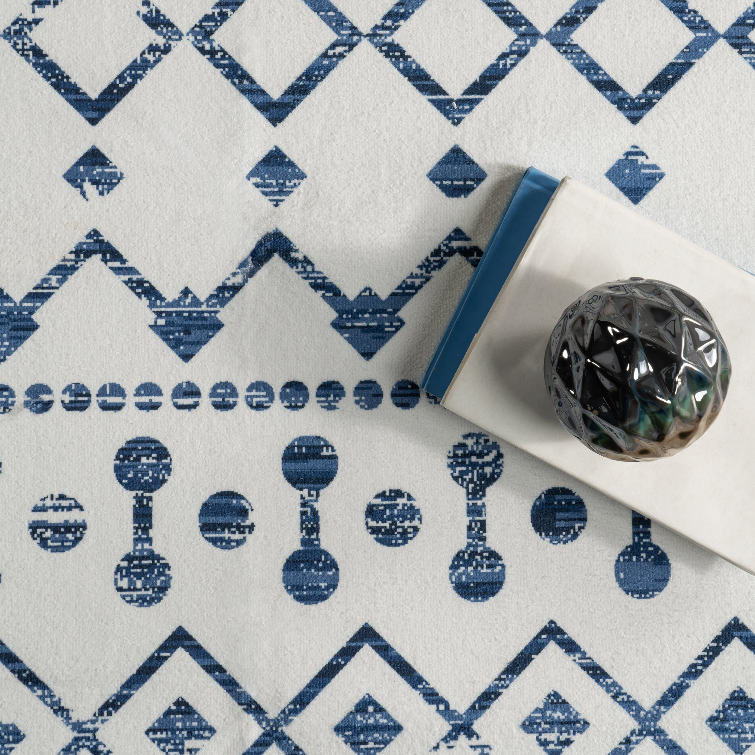 Moroccan Trellis Washable Rug | Blue - Image 7