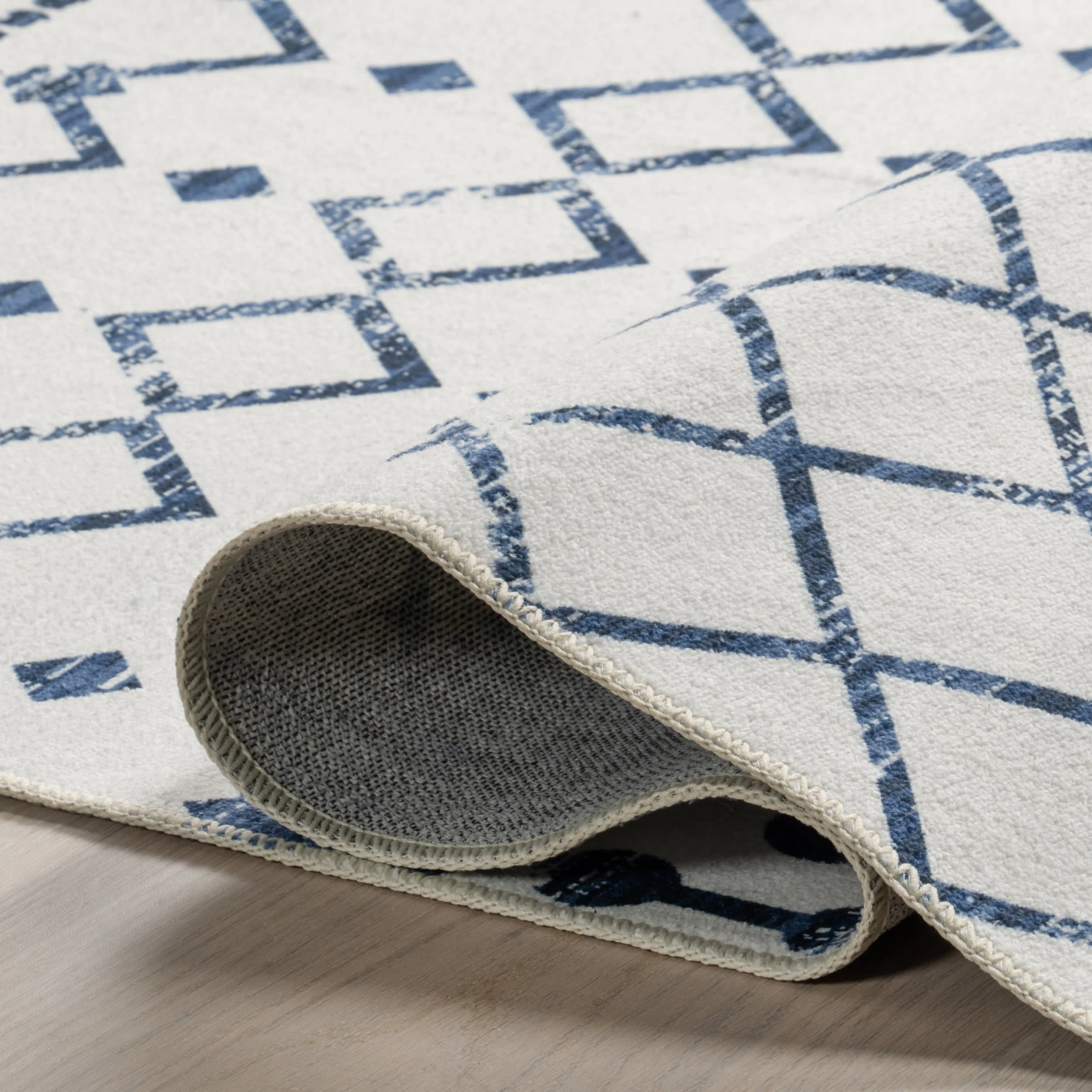 Moroccan Trellis Washable Rug | Blue - Image 8