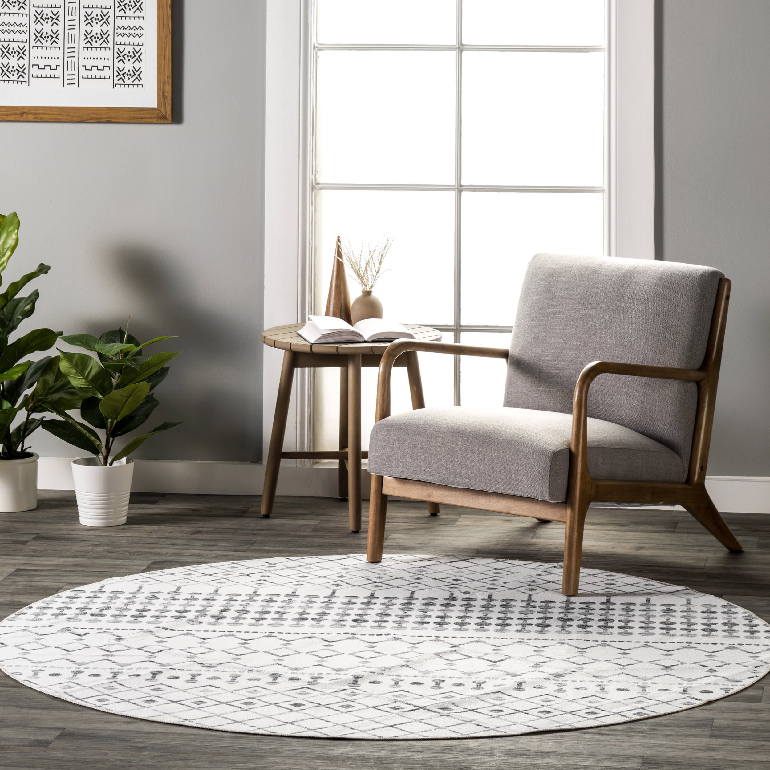 Moroccan Trellis Washable Rug | Grey - Image 2