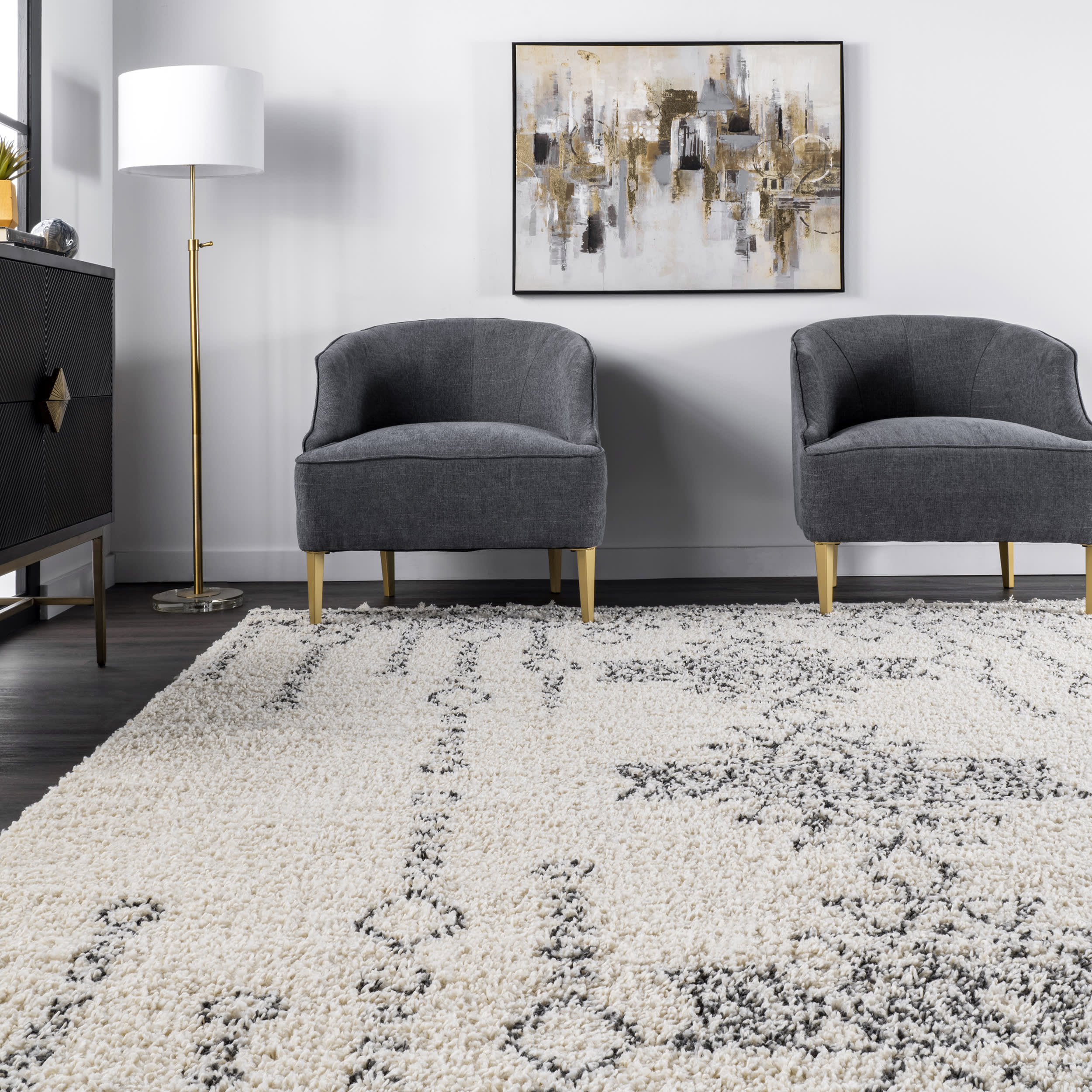 Moroccan Tribal Pendant Tassel Rug | Off White - Image 4
