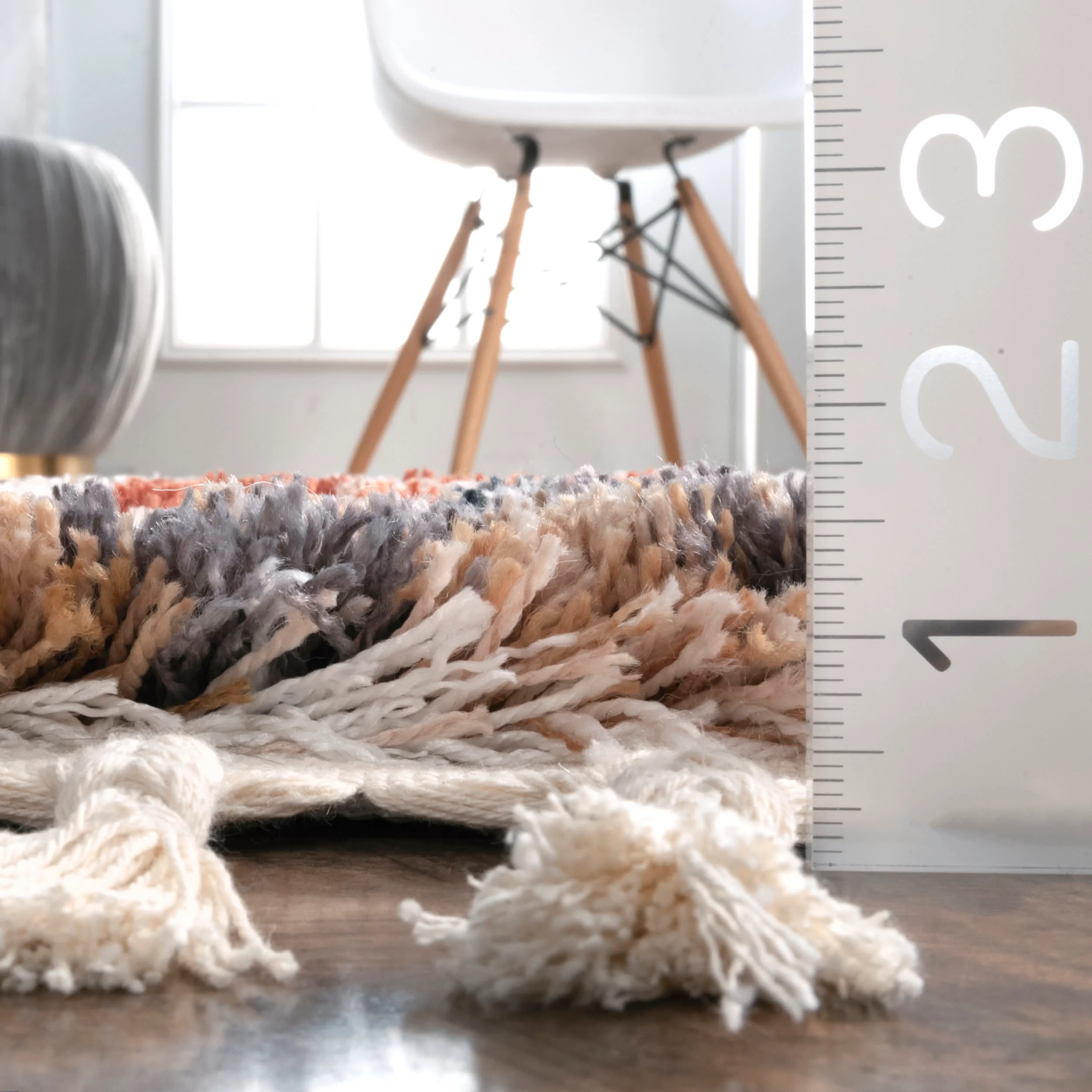 Moroccan Tribal Shag With Tassels Rug | Multicolor - Image 5