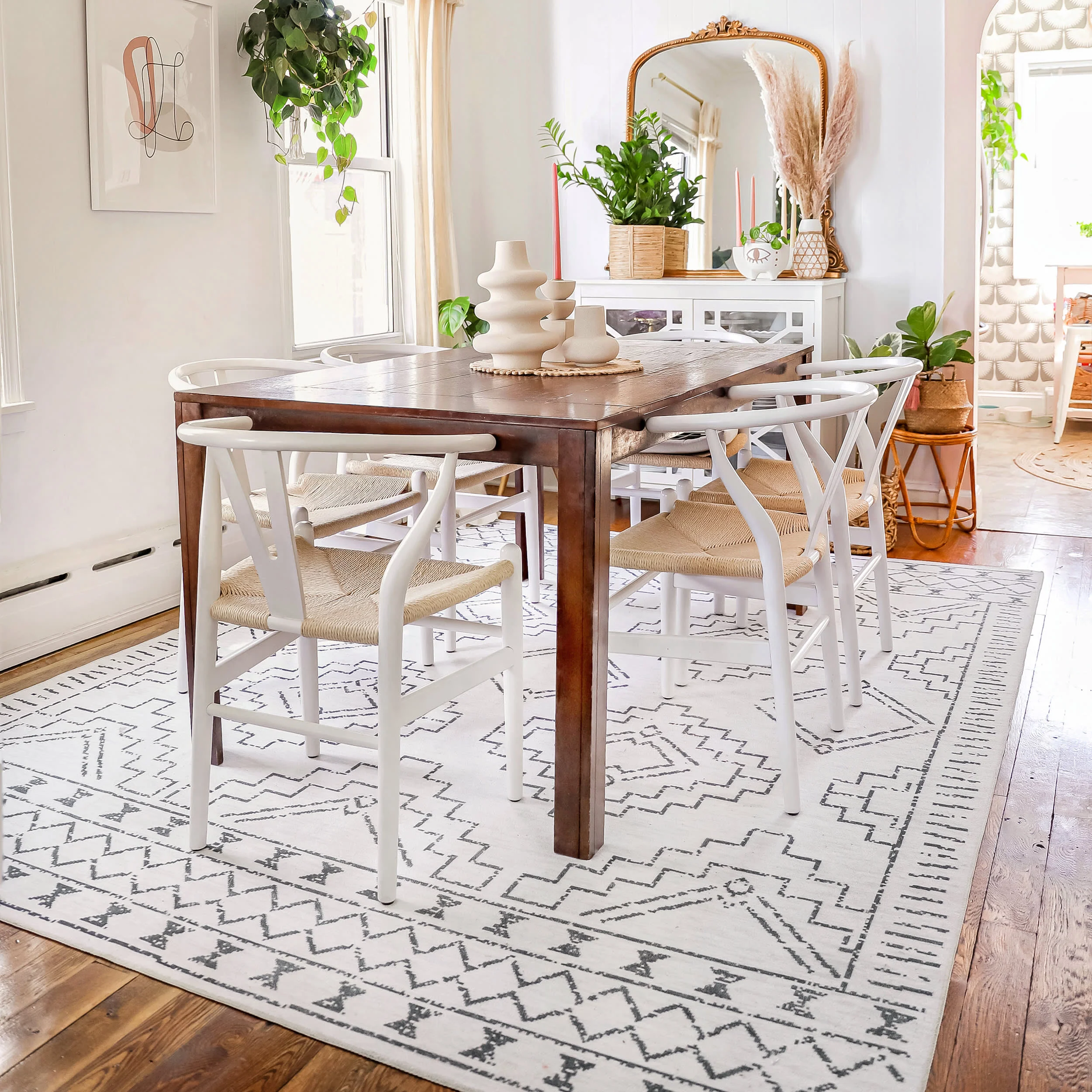 Moroccan Washable Rug | White - Image 2