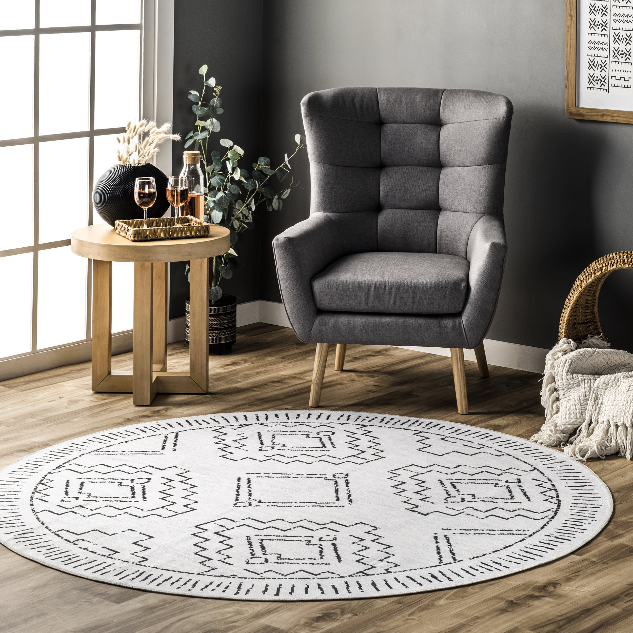 Moroccan Washable Rug | White - Image 2