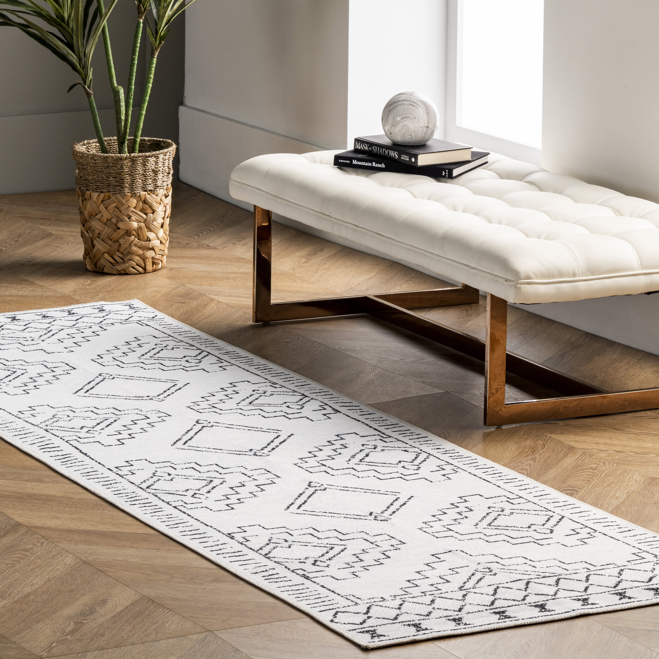 Moroccan Washable Rug | White - Image 2