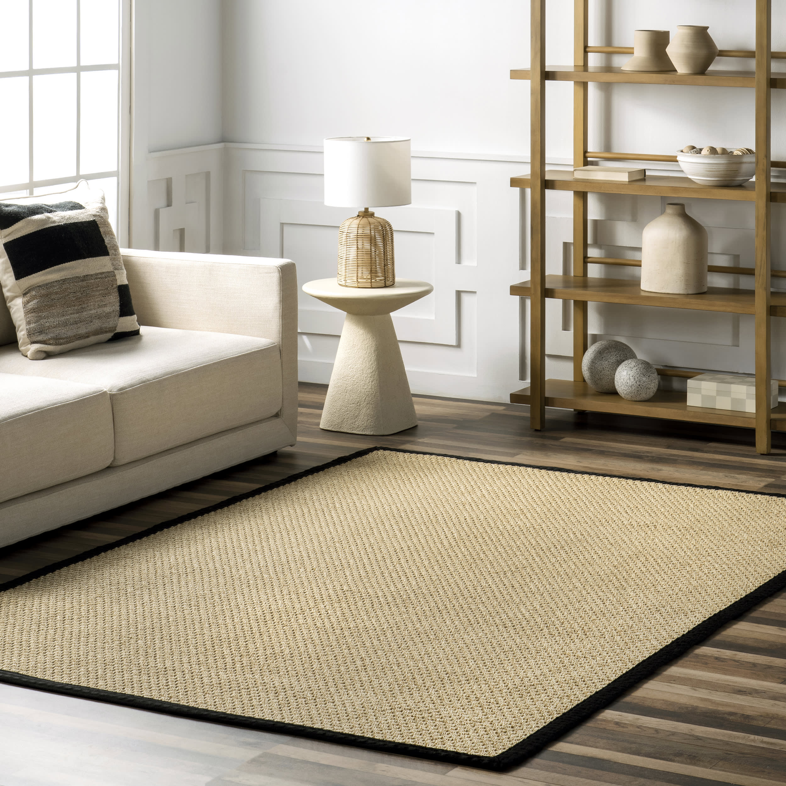 Morvoren Faux Seagrass Indoor/Outdoor Rug | Black - Image 2