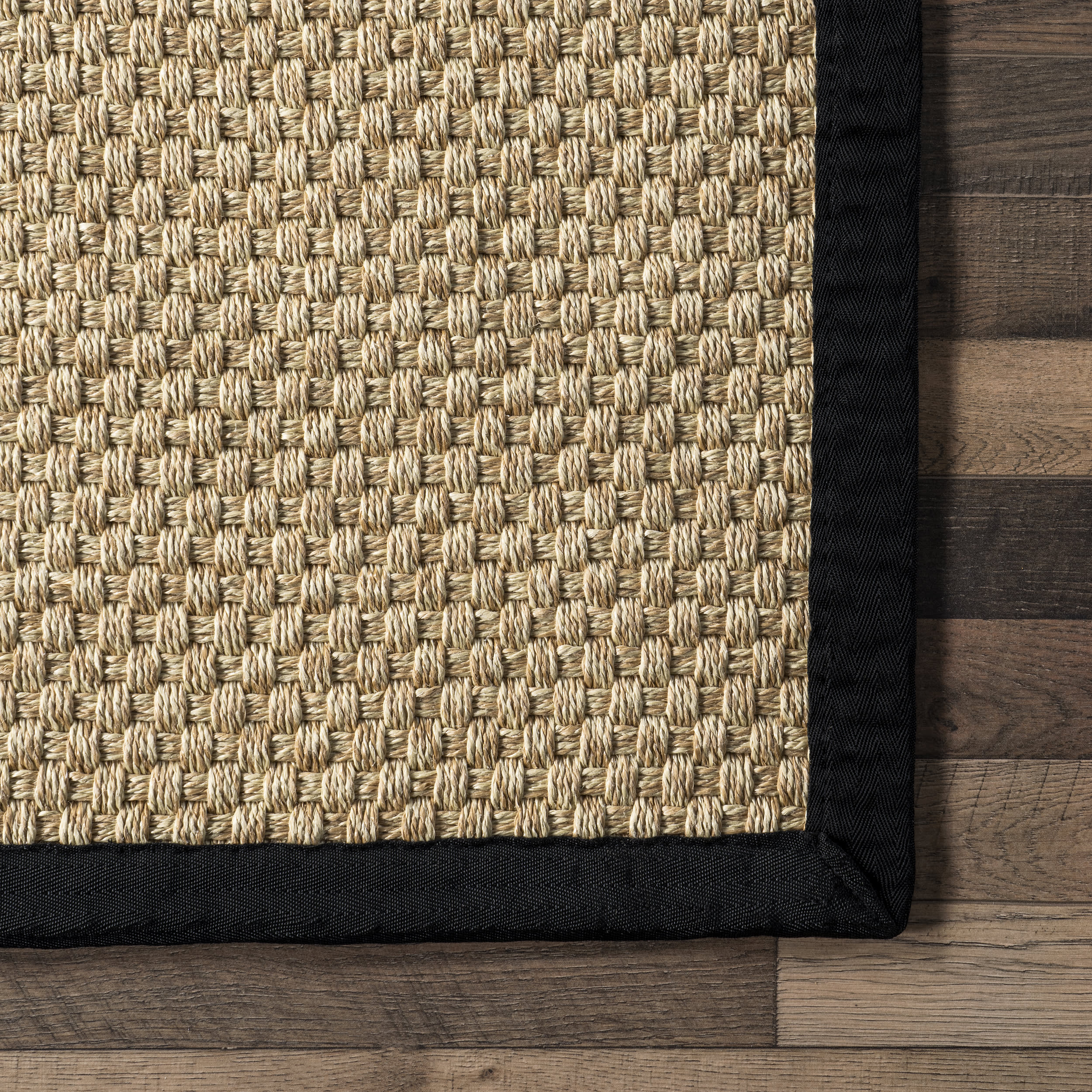 Morvoren Faux Seagrass Indoor/Outdoor Rug | Black - Image 3