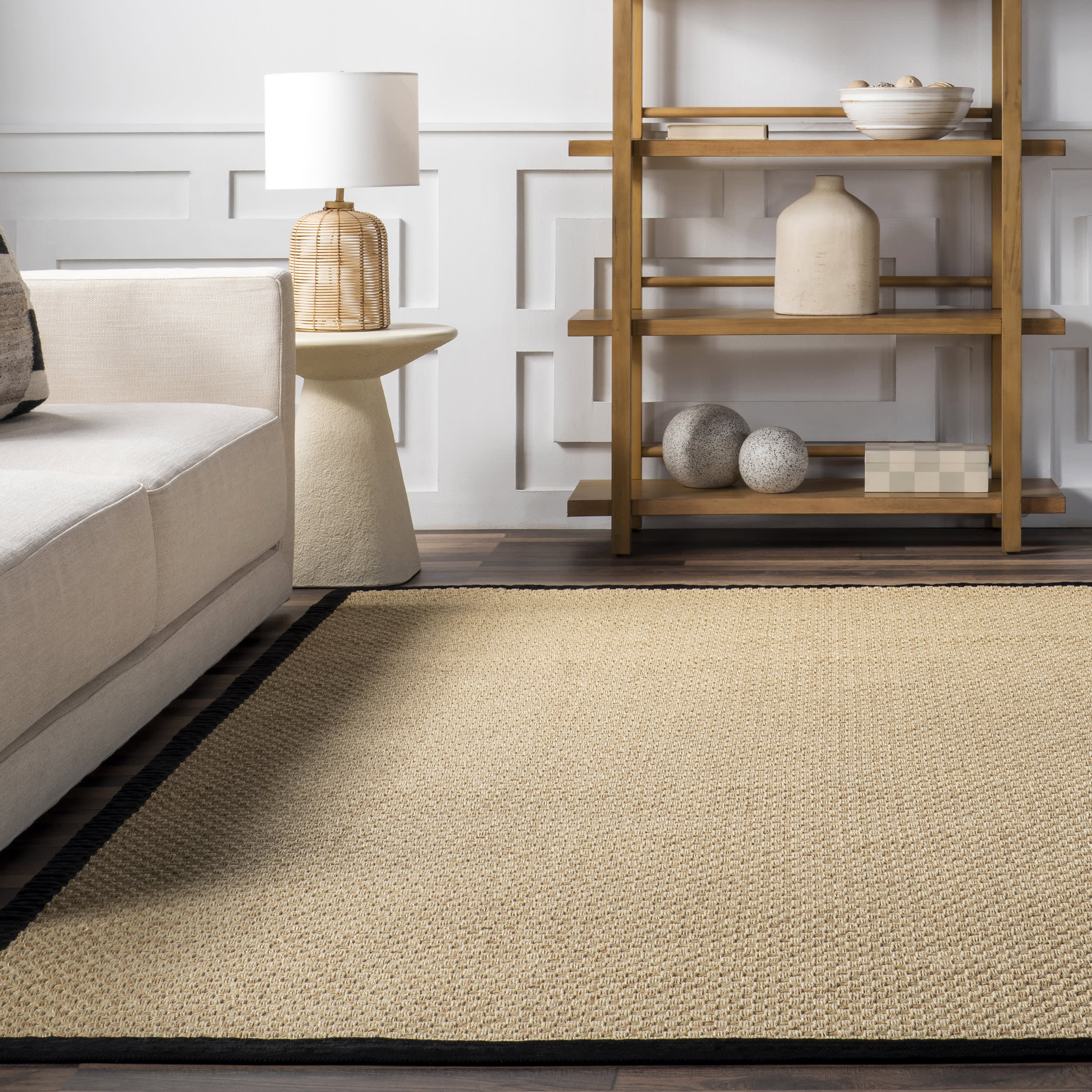 Morvoren Faux Seagrass Indoor/Outdoor Rug | Black - Image 4