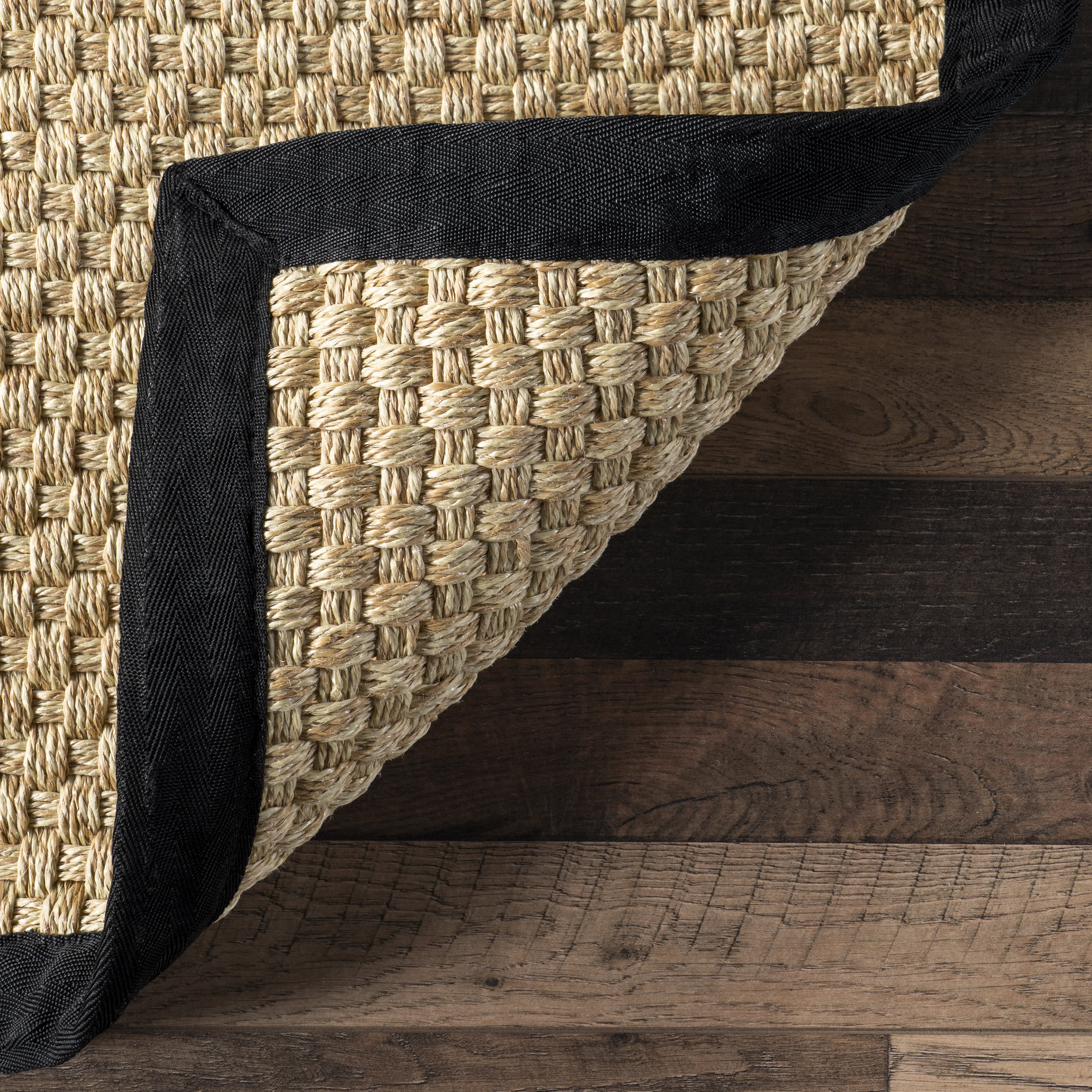 Morvoren Faux Seagrass Indoor/Outdoor Rug | Black - Image 6