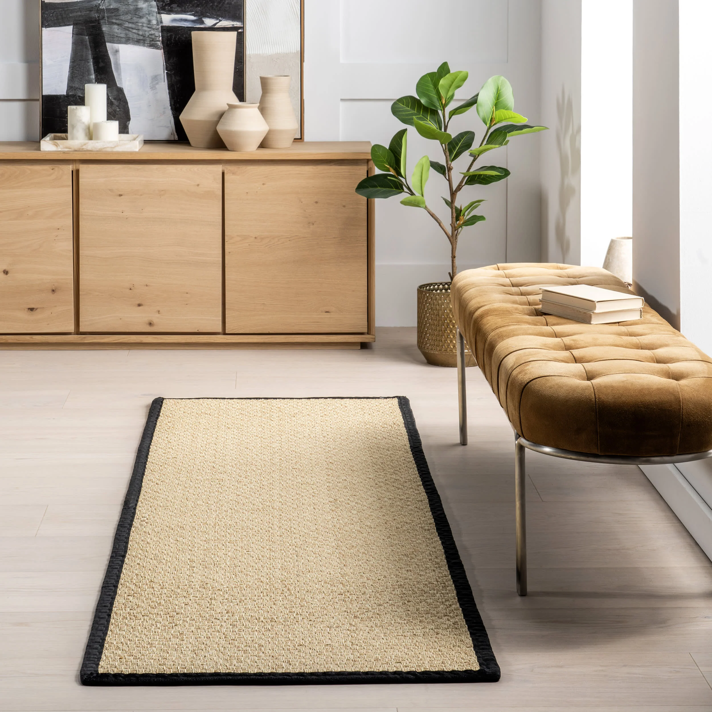 Morvoren Faux Seagrass Indoor/Outdoor Rug | Black - Image 2