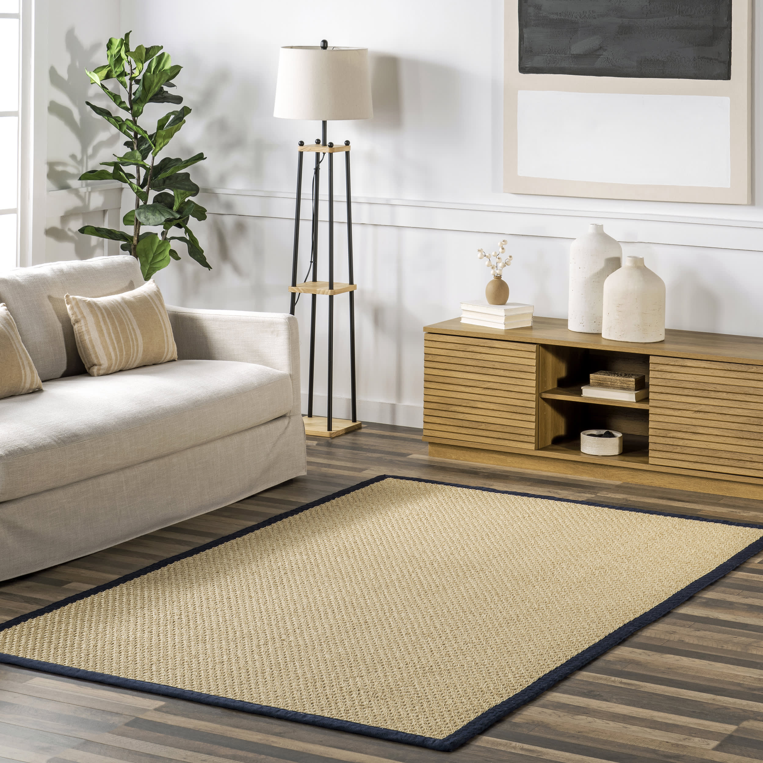 Morvoren Faux Seagrass Indoor/Outdoor Rug | Navy - Image 2