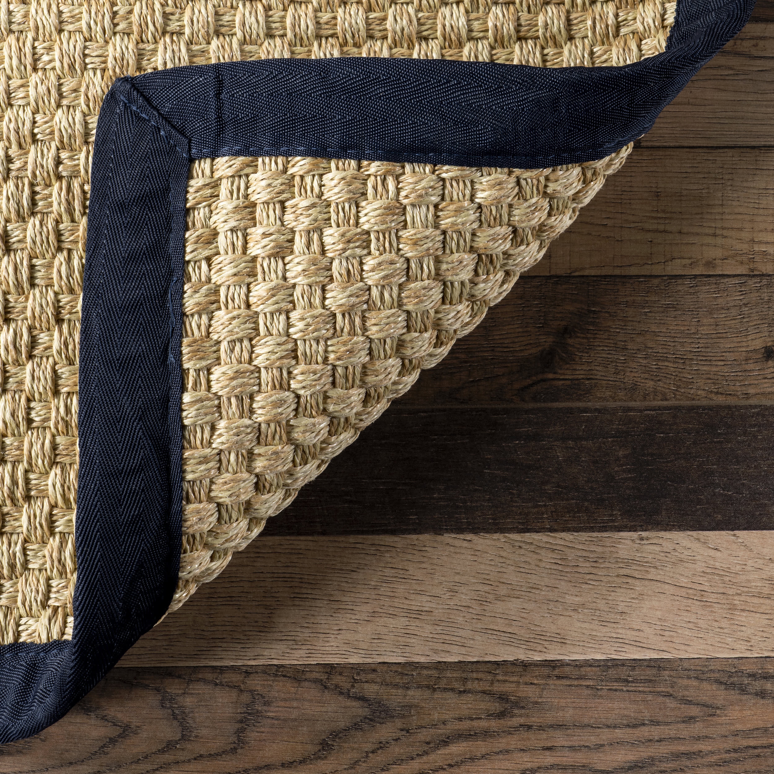 Morvoren Faux Seagrass Indoor/Outdoor Rug | Navy - Image 6