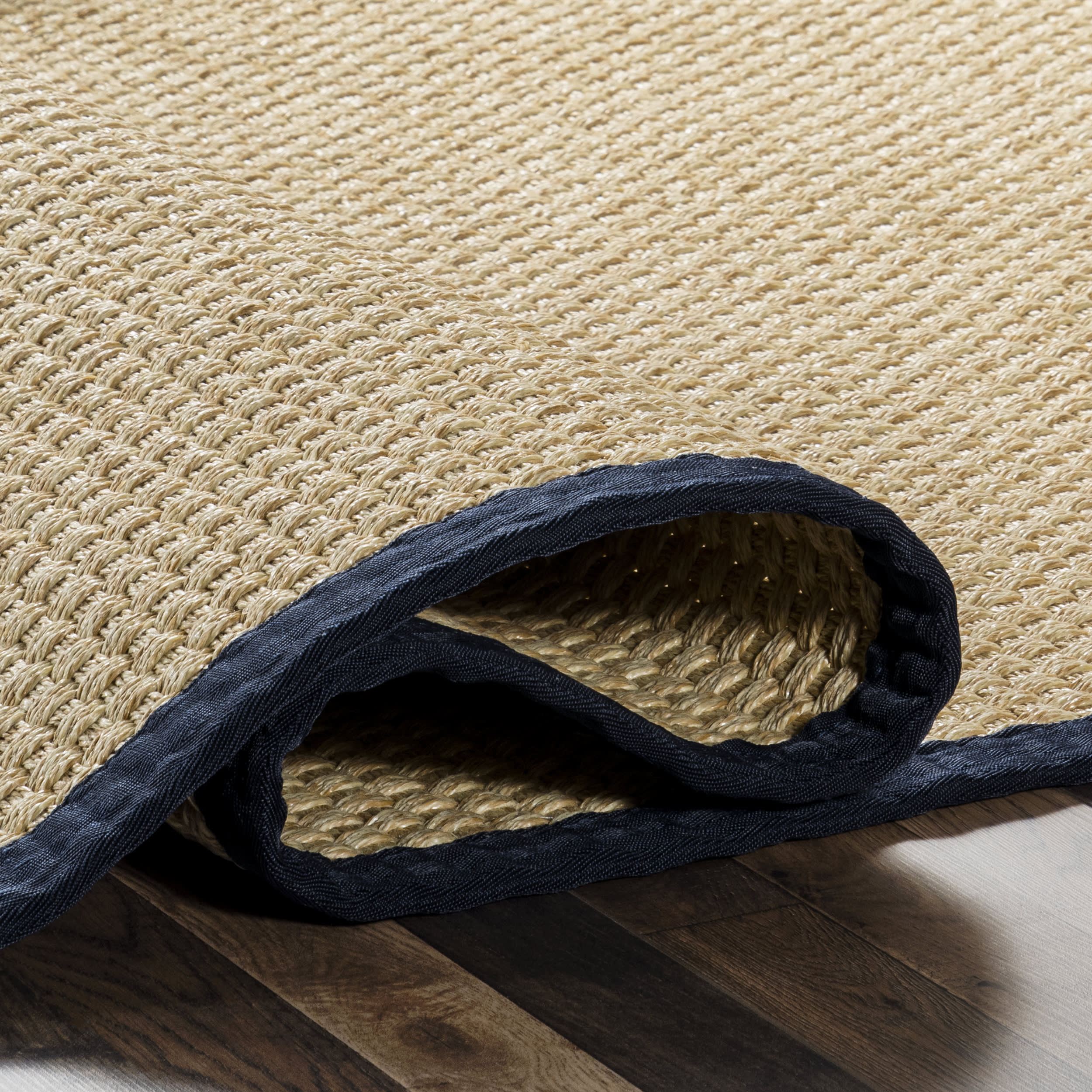 Morvoren Faux Seagrass Indoor/Outdoor Rug | Navy - Image 8