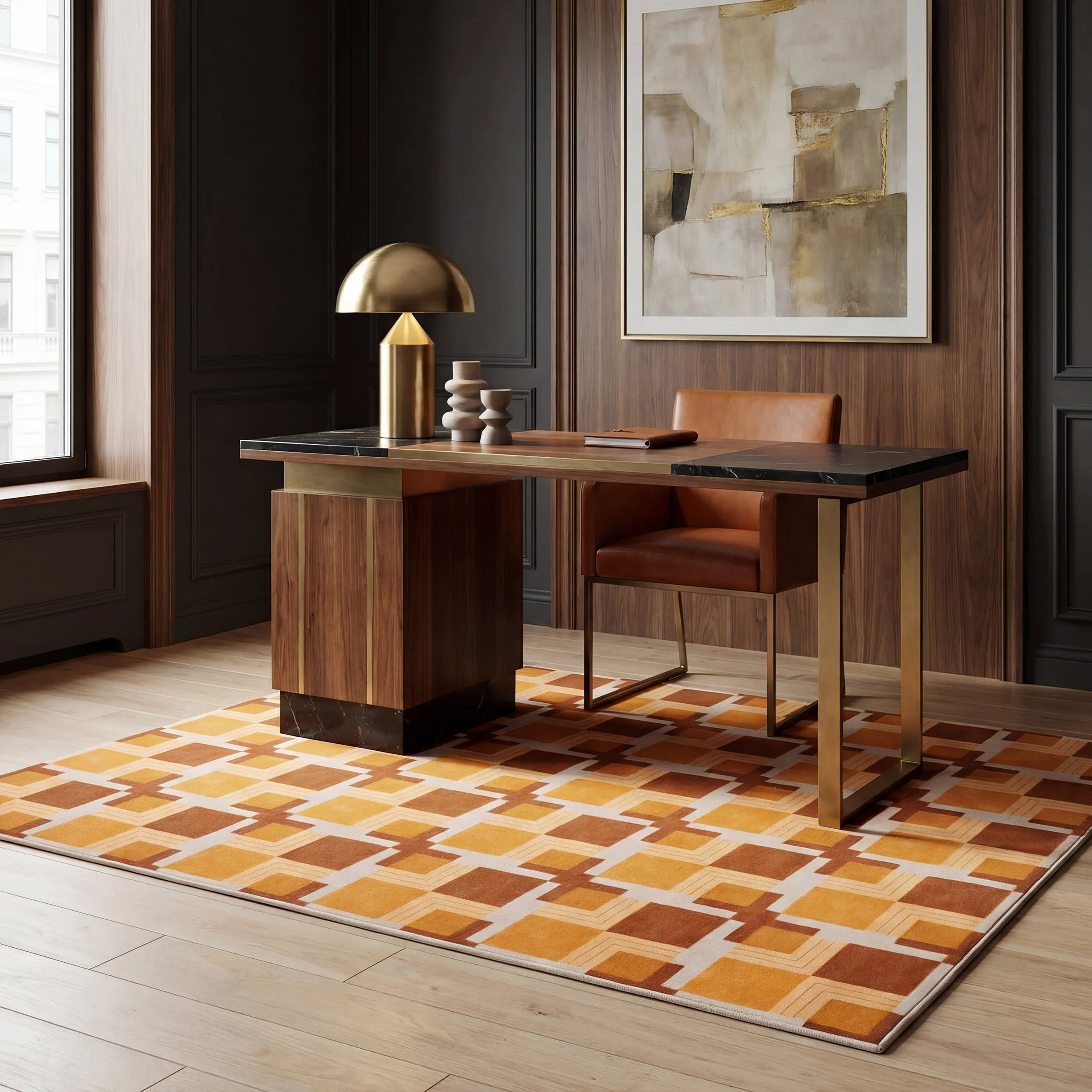 Mosaic Light Checkered Washable Rug by Society6 | Orange - Image 7