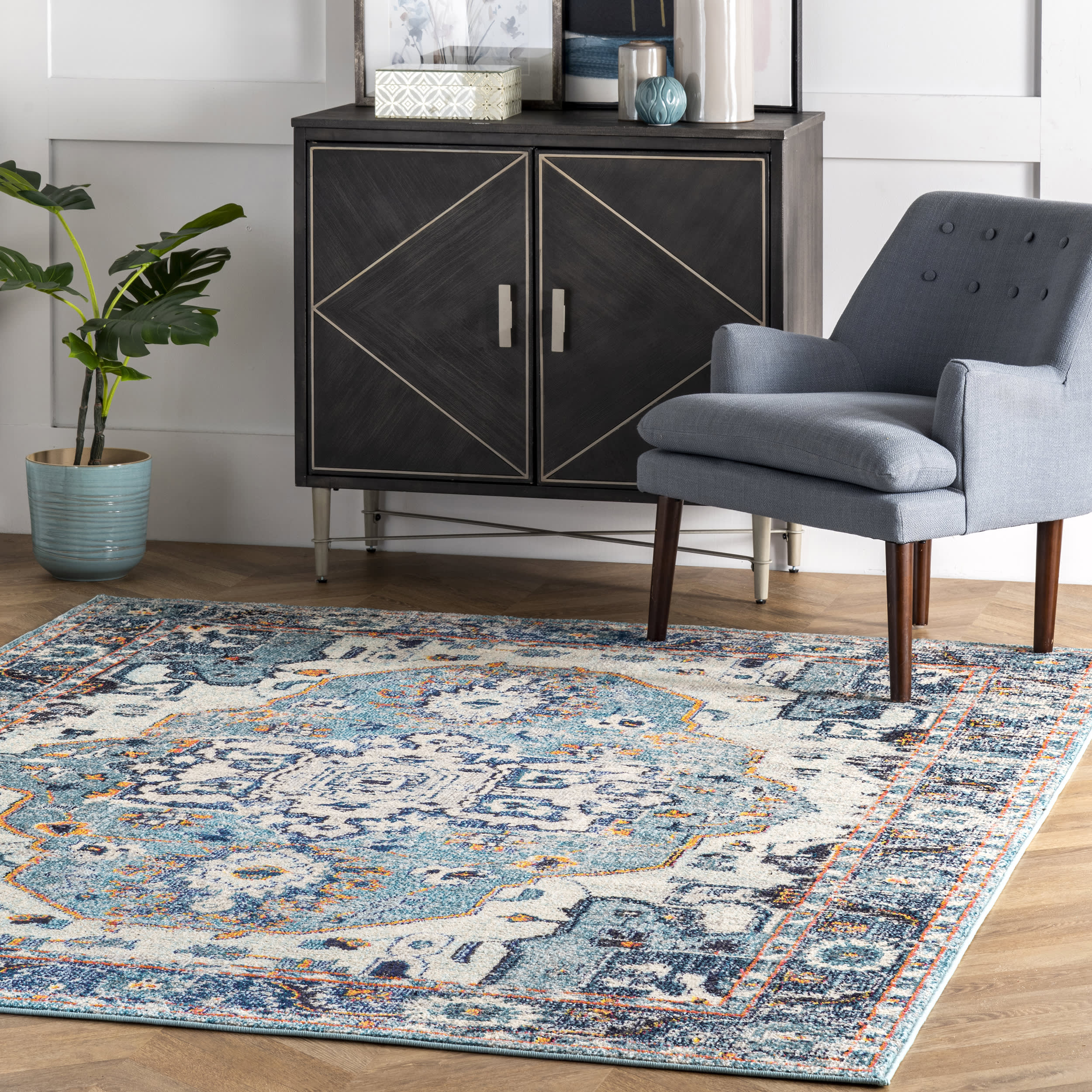 Mosaic Medallion Rug | Blue Multicolor - Image 2