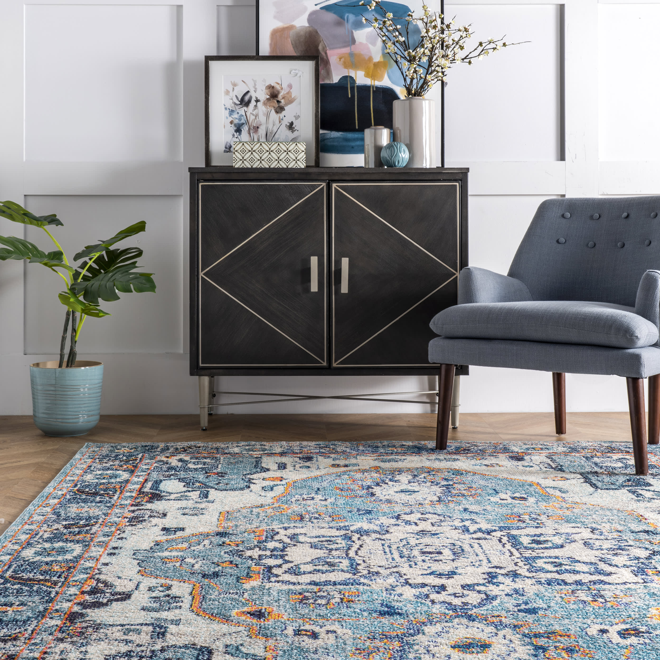 Mosaic Medallion Rug | Blue Multicolor - Image 4