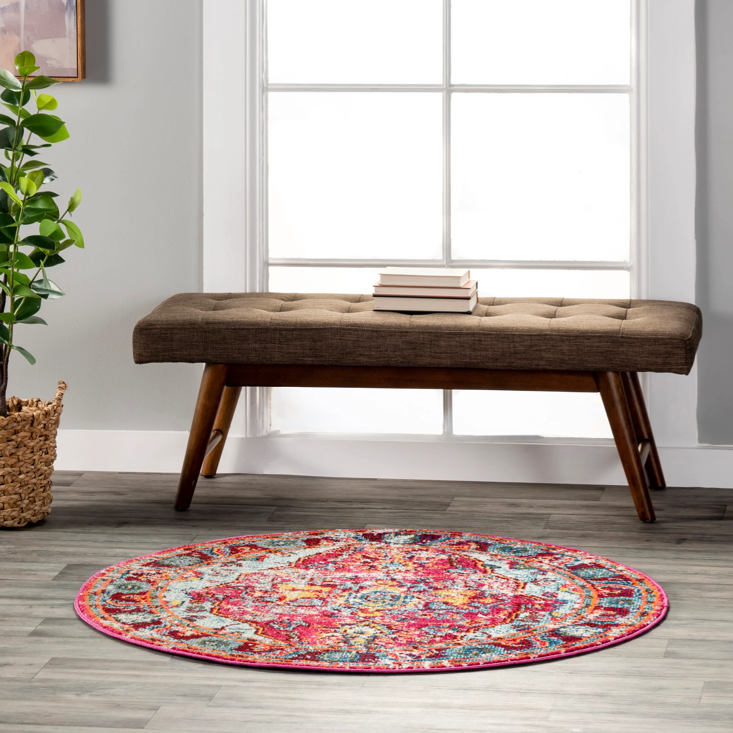 Mosaic Medallion Rug | Fuchsia Multicolor - Image 2
