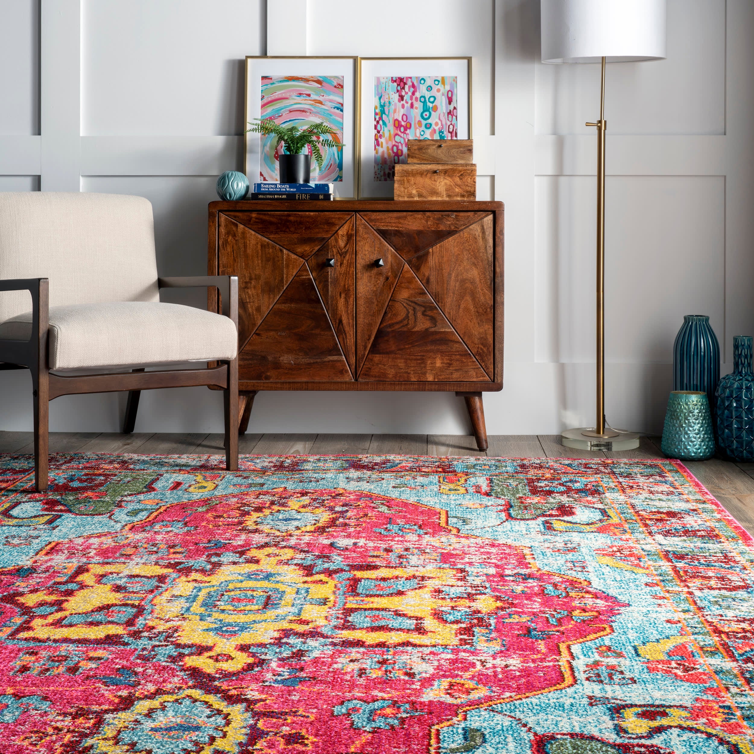 Mosaic Medallion Rug | Fuchsia Multicolor - Image 4
