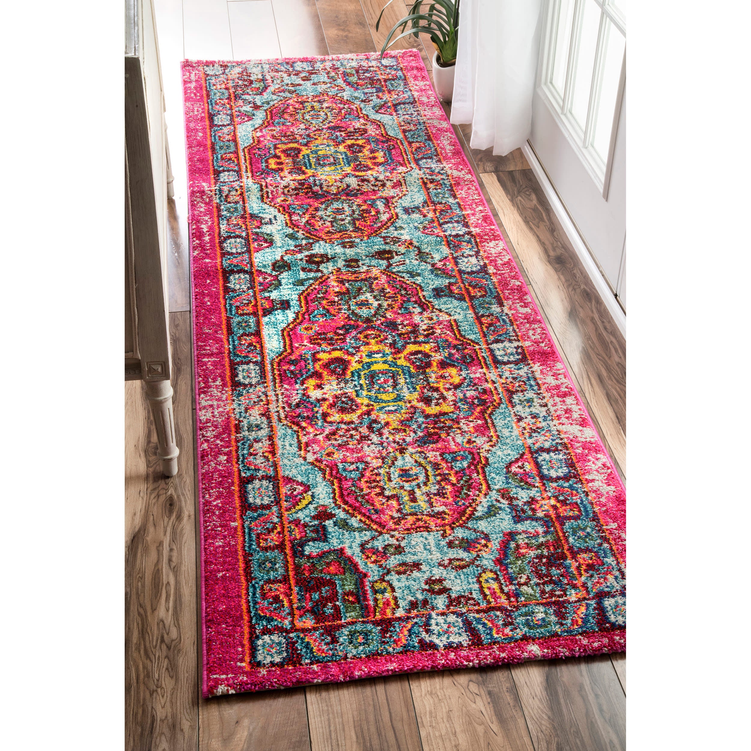 Mosaic Medallion Rug | Fuchsia Multicolor - Image 2