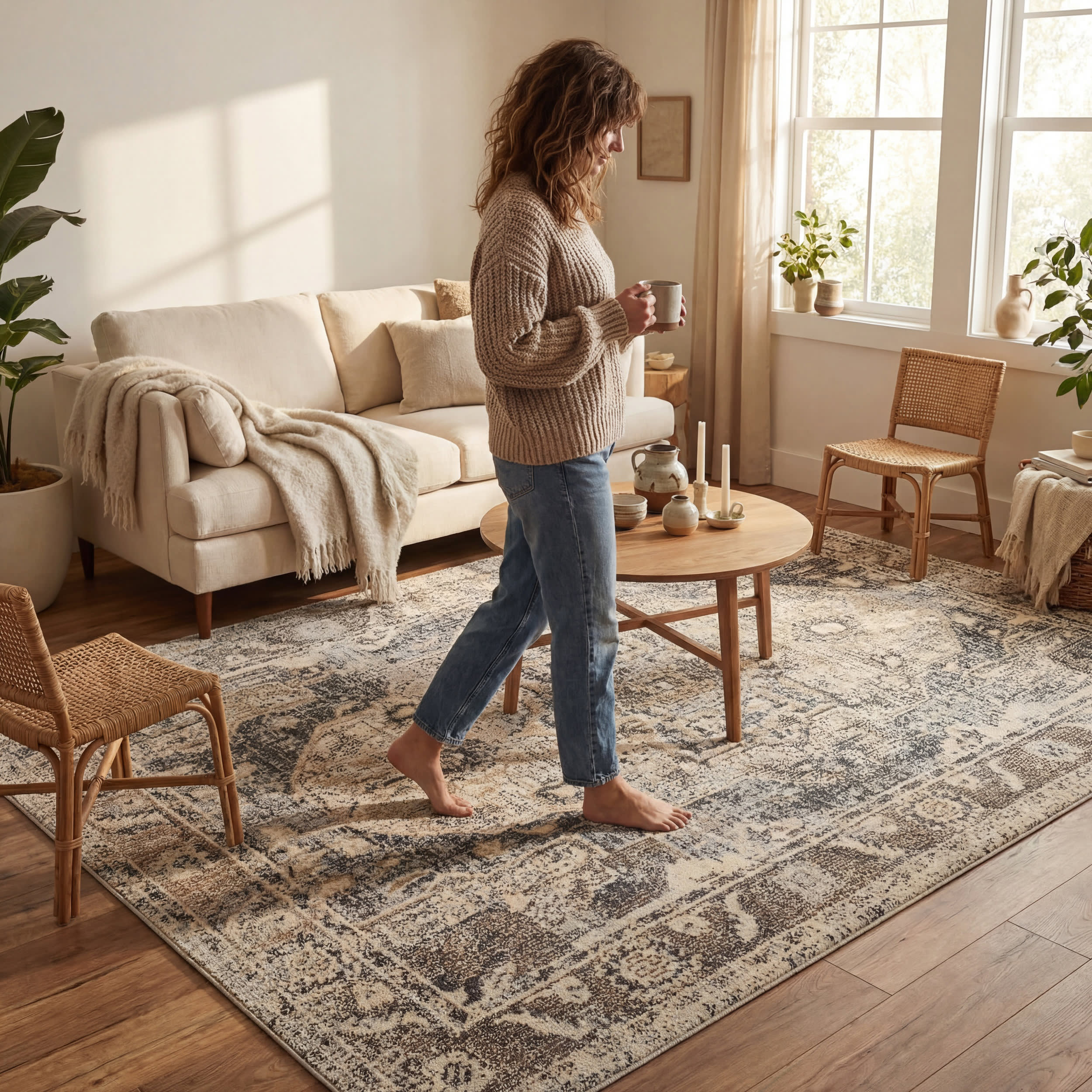 Mosaic Medallion Rug | Grey - Image 9