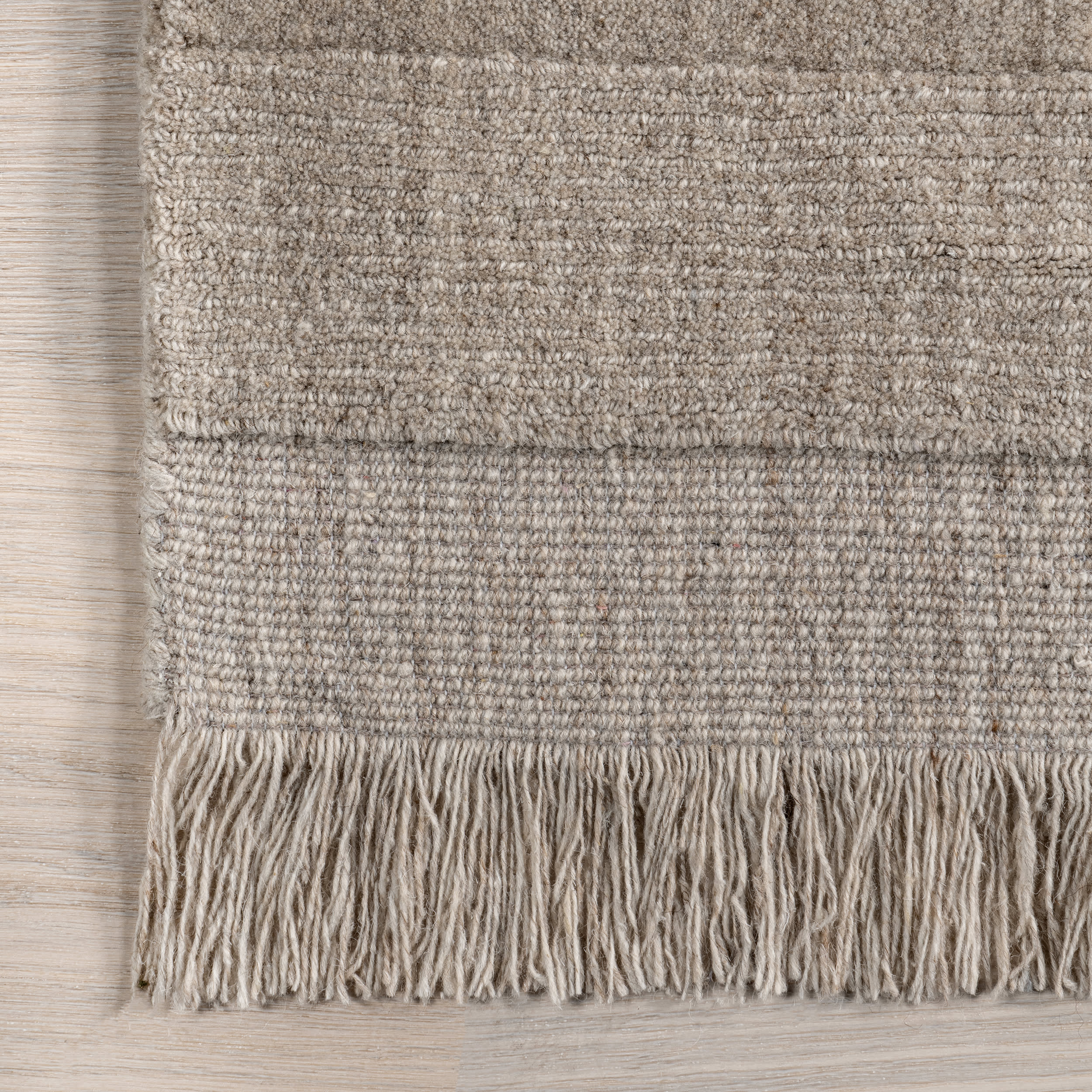 Mozai Fringed Wool-Blend Rug | Beige - Image 3