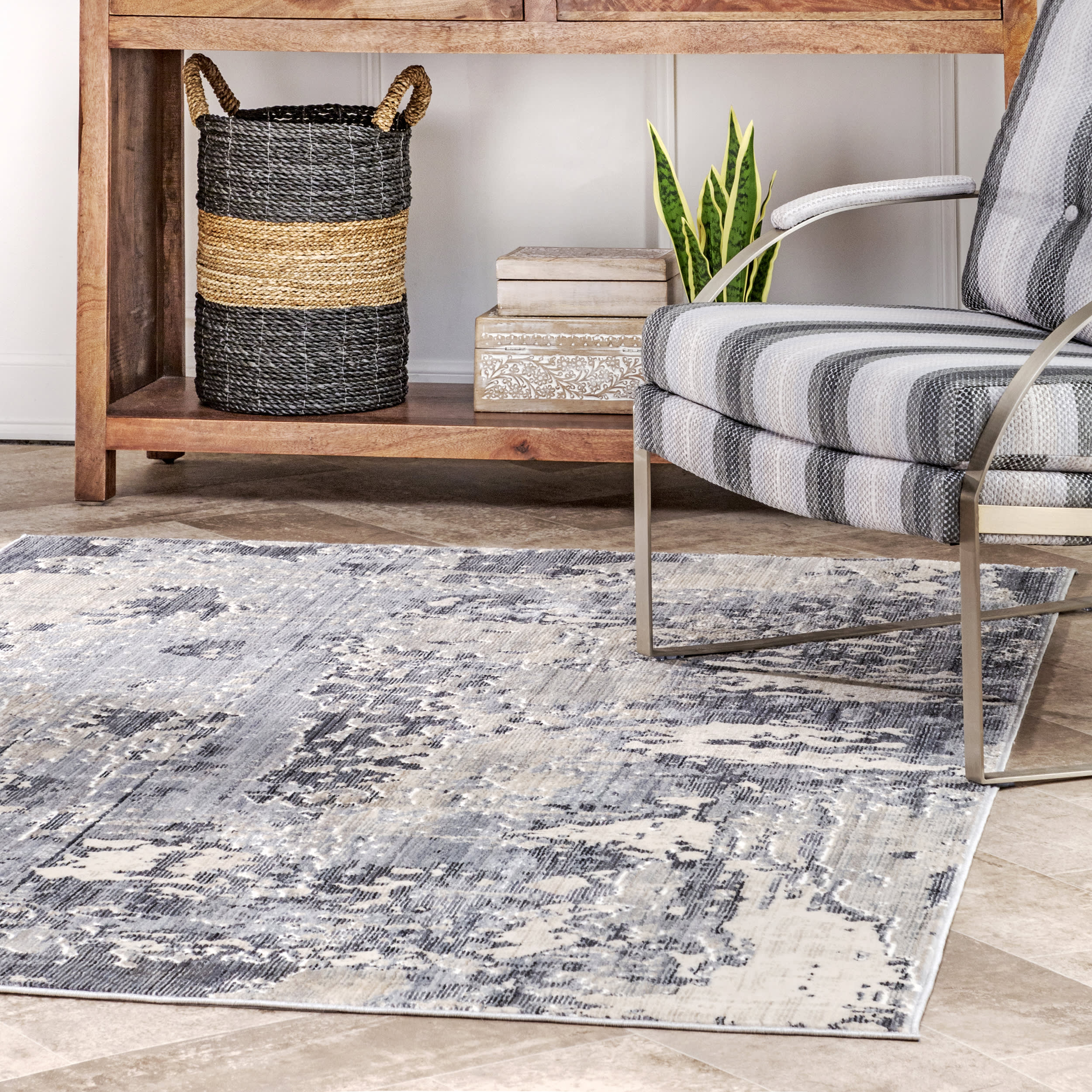 Muddled Abstract Rug | Silver - Image 2