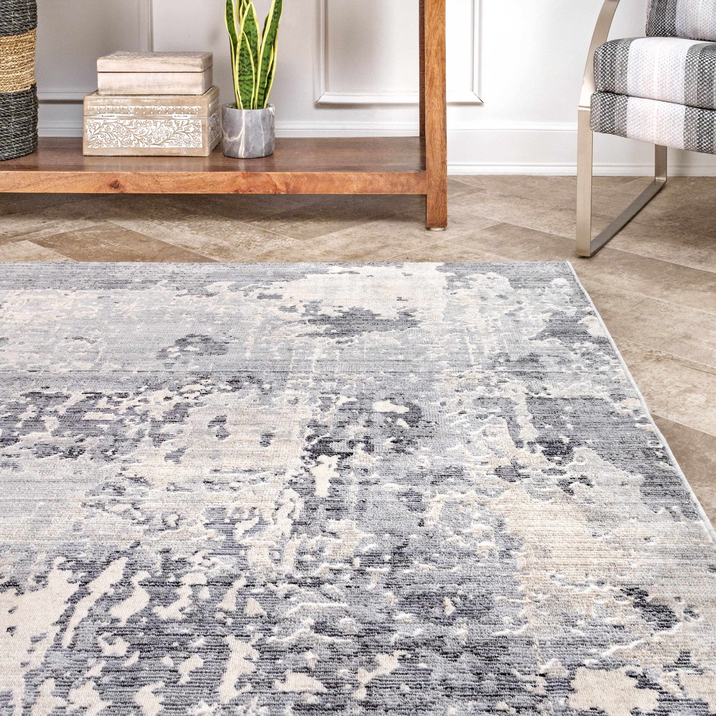 Muddled Abstract Rug | Silver - Image 4