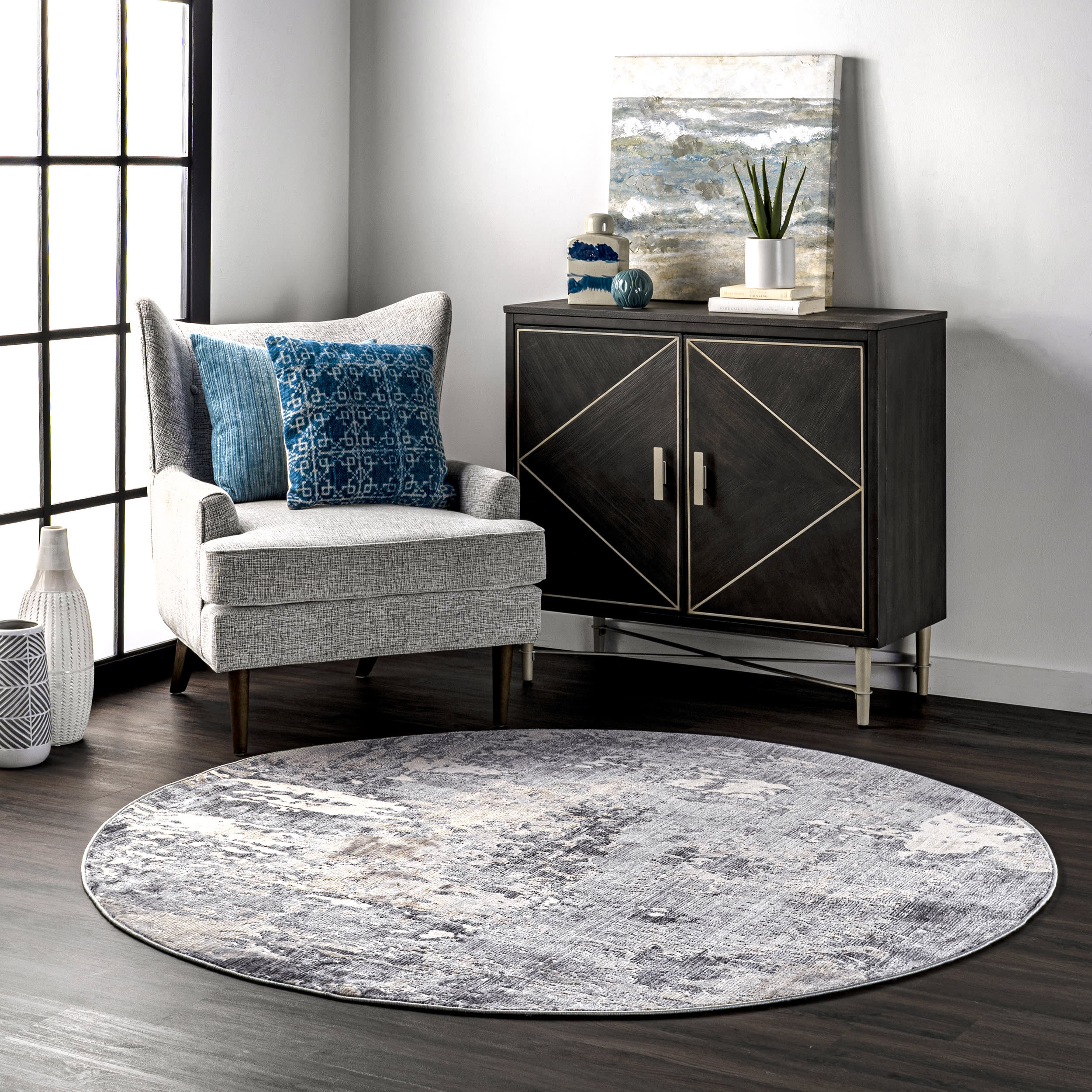 Muddled Abstract Rug | Silver - Image 2