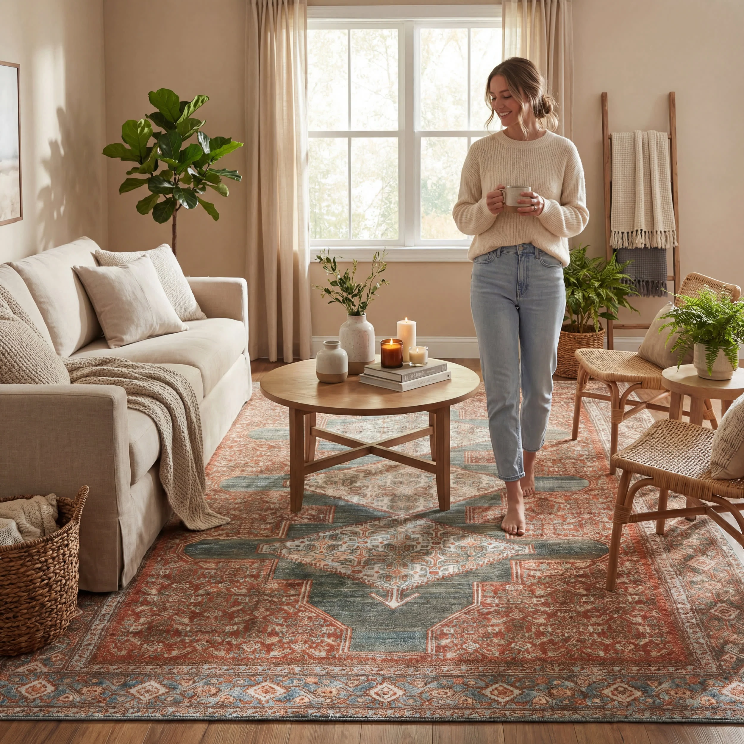 Muril Medallion Washable Rug | Multicolor - Image 9