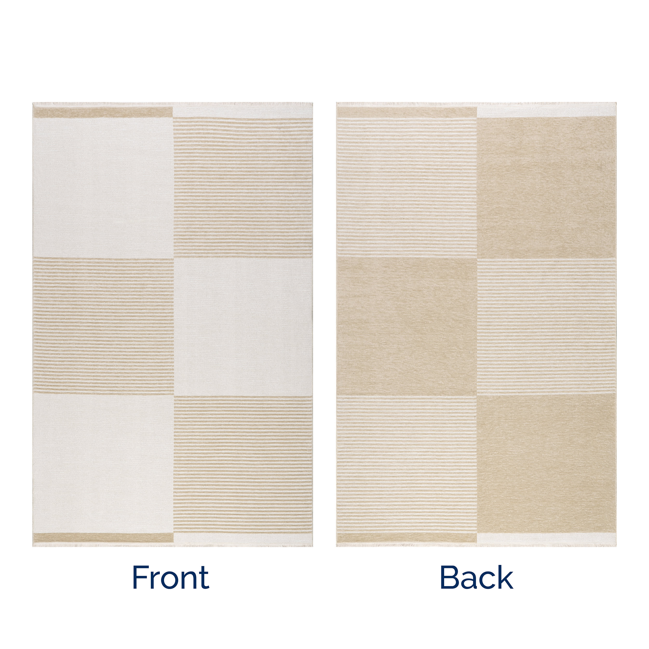 Murphy Large Checkerboard Reversible Washable Rug | Taupe - Image 11