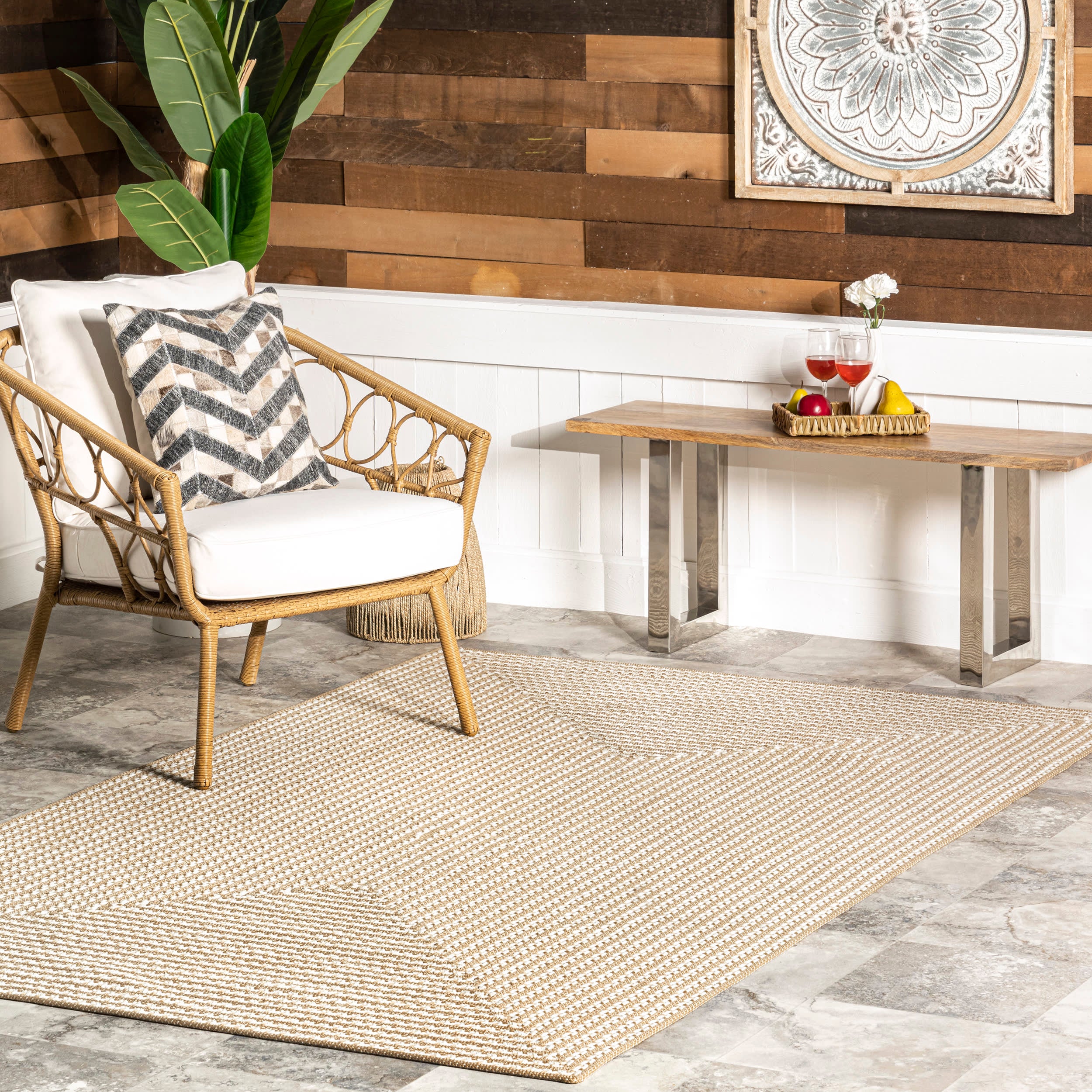 Mya Braided Indoor/Outdoor Rug | Beige - Image 2