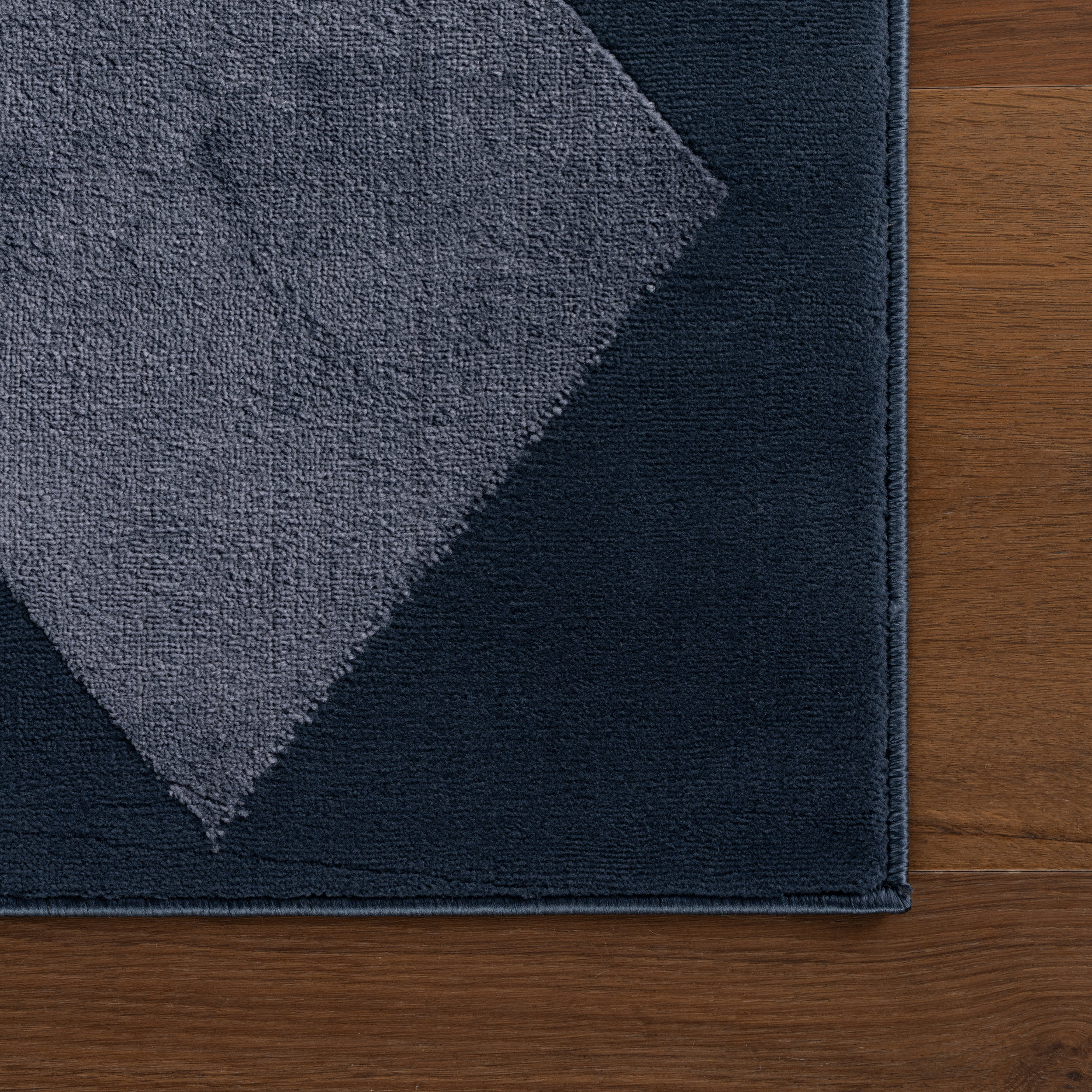 Mynra Diamond Plush Textured Washable Rug | Blue - Image 4
