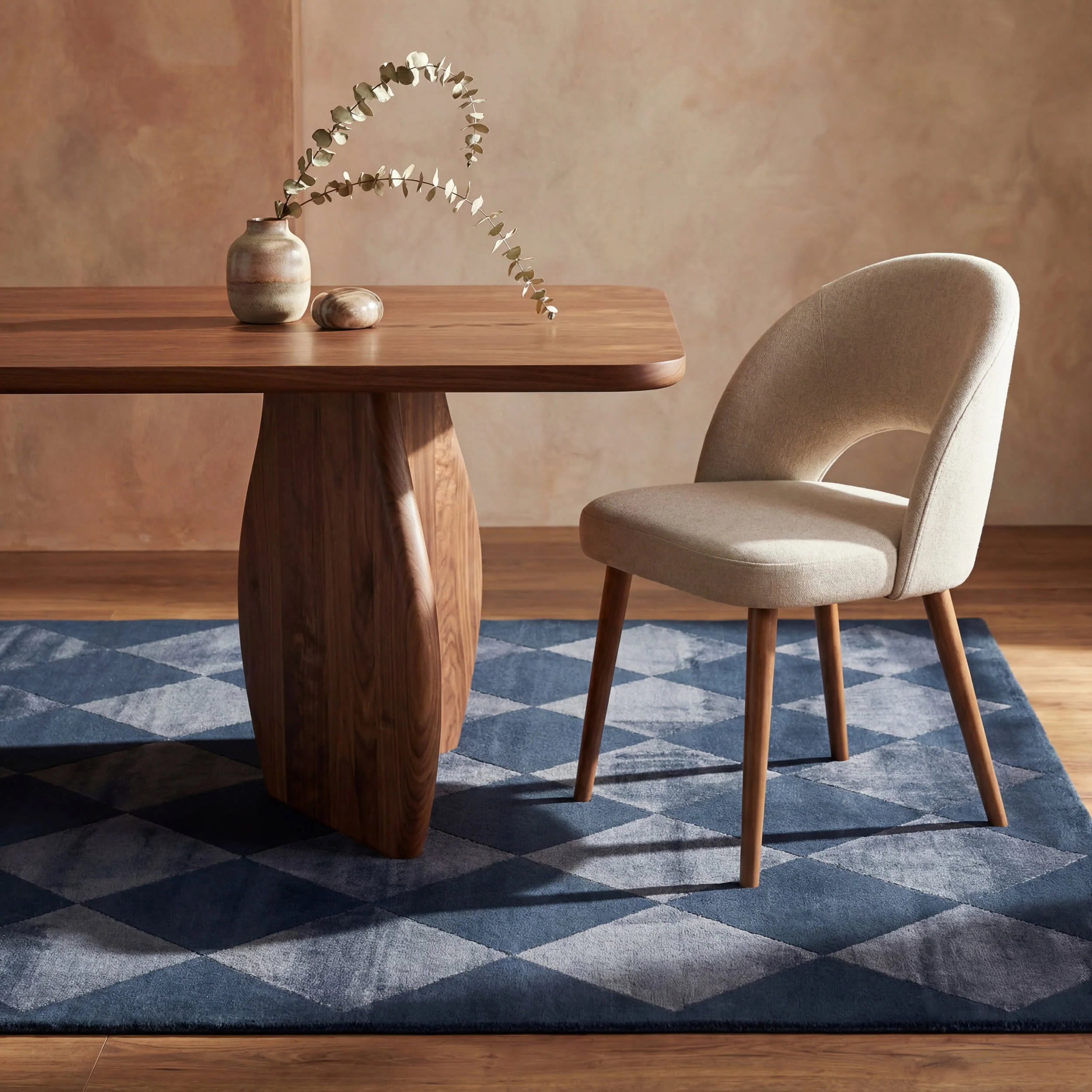 Mynra Diamond Plush Textured Washable Rug | Blue - Image 5