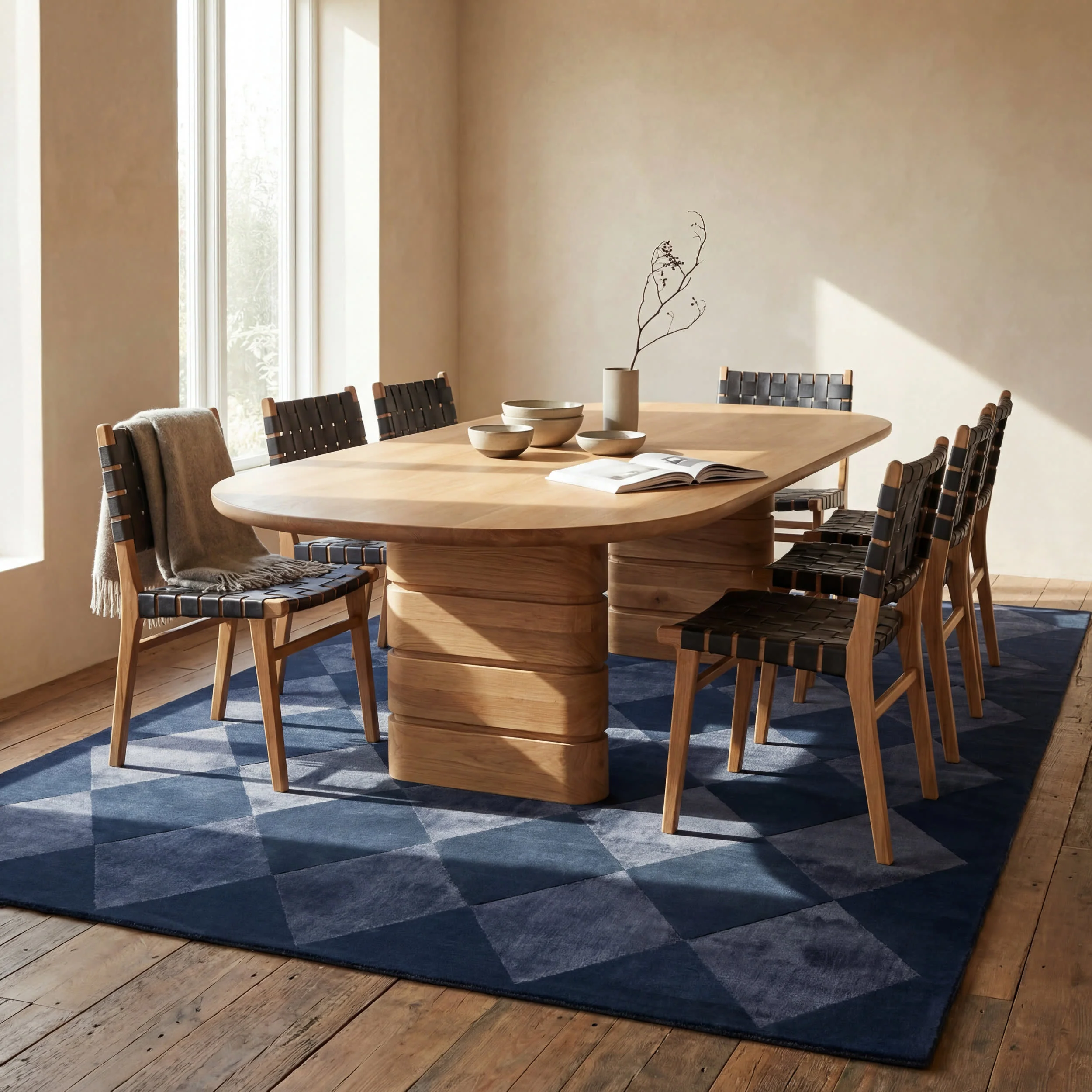 Mynra Diamond Plush Textured Washable Rug | Blue - Image 7