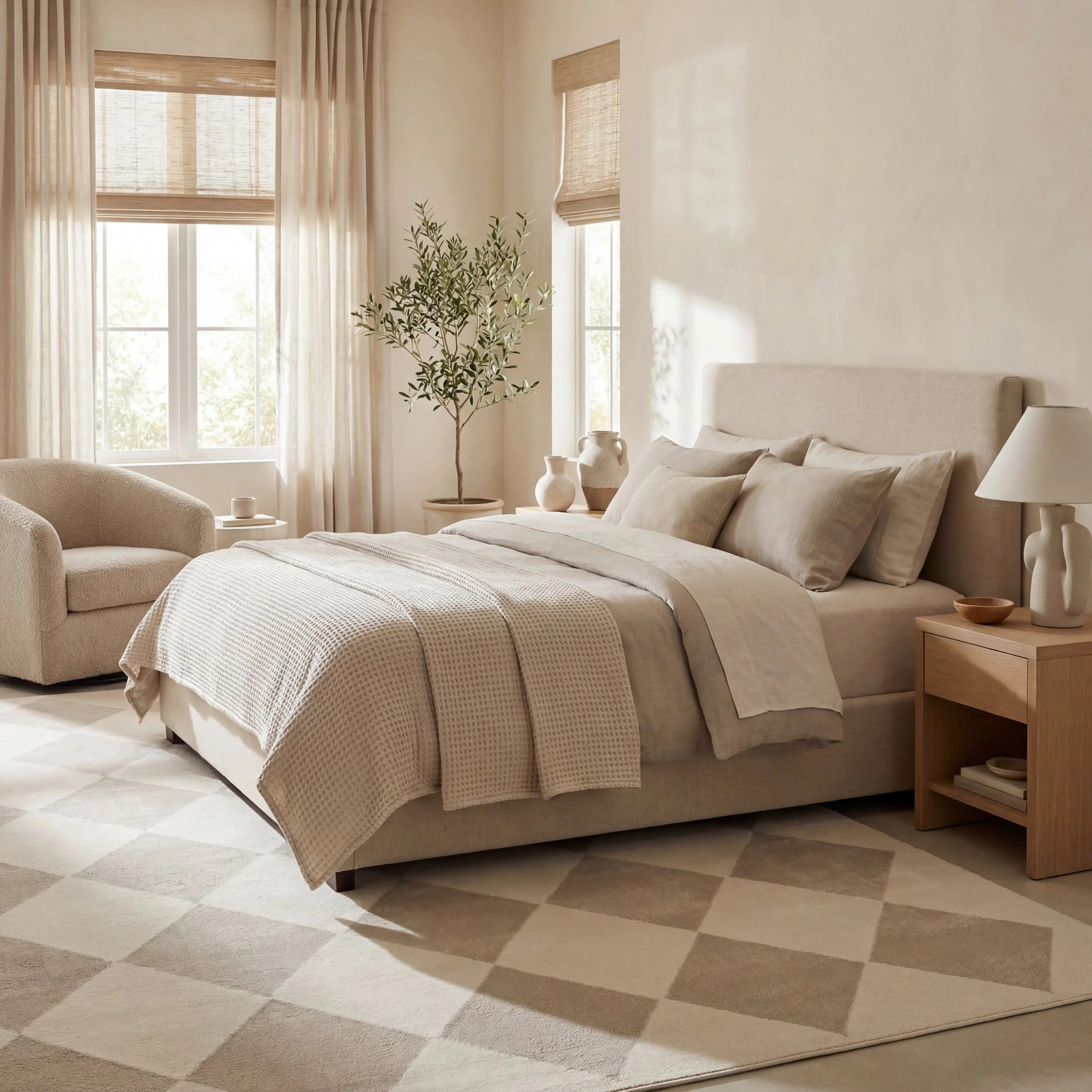 Mynra Diamond Plush Textured Washable Rug | Cream/Grey - Image 10