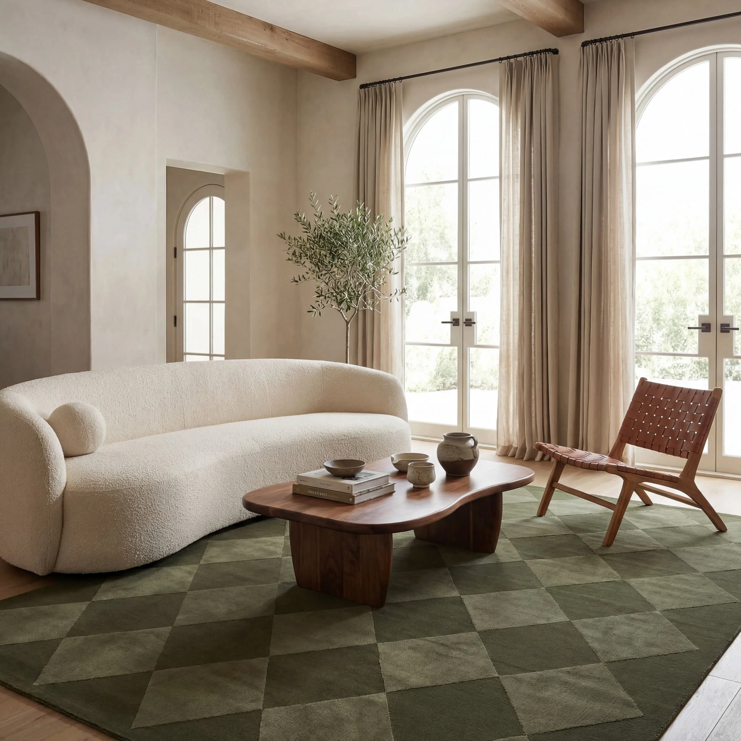 Mynra Diamond Plush Textured Washable Rug | Green - Image 2