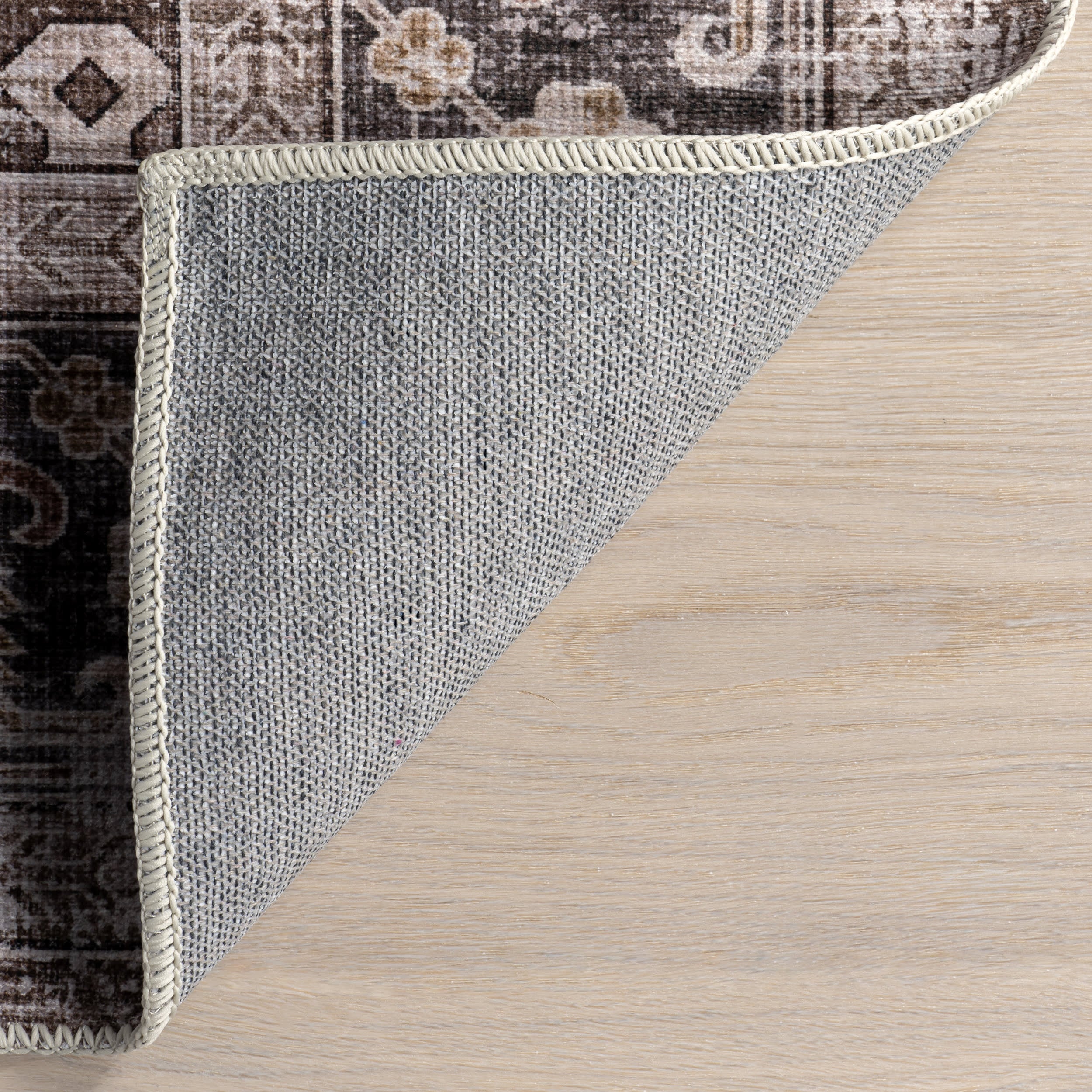 Myrtle Spill Proof Washable Vintage Rug | Brown - Image 7