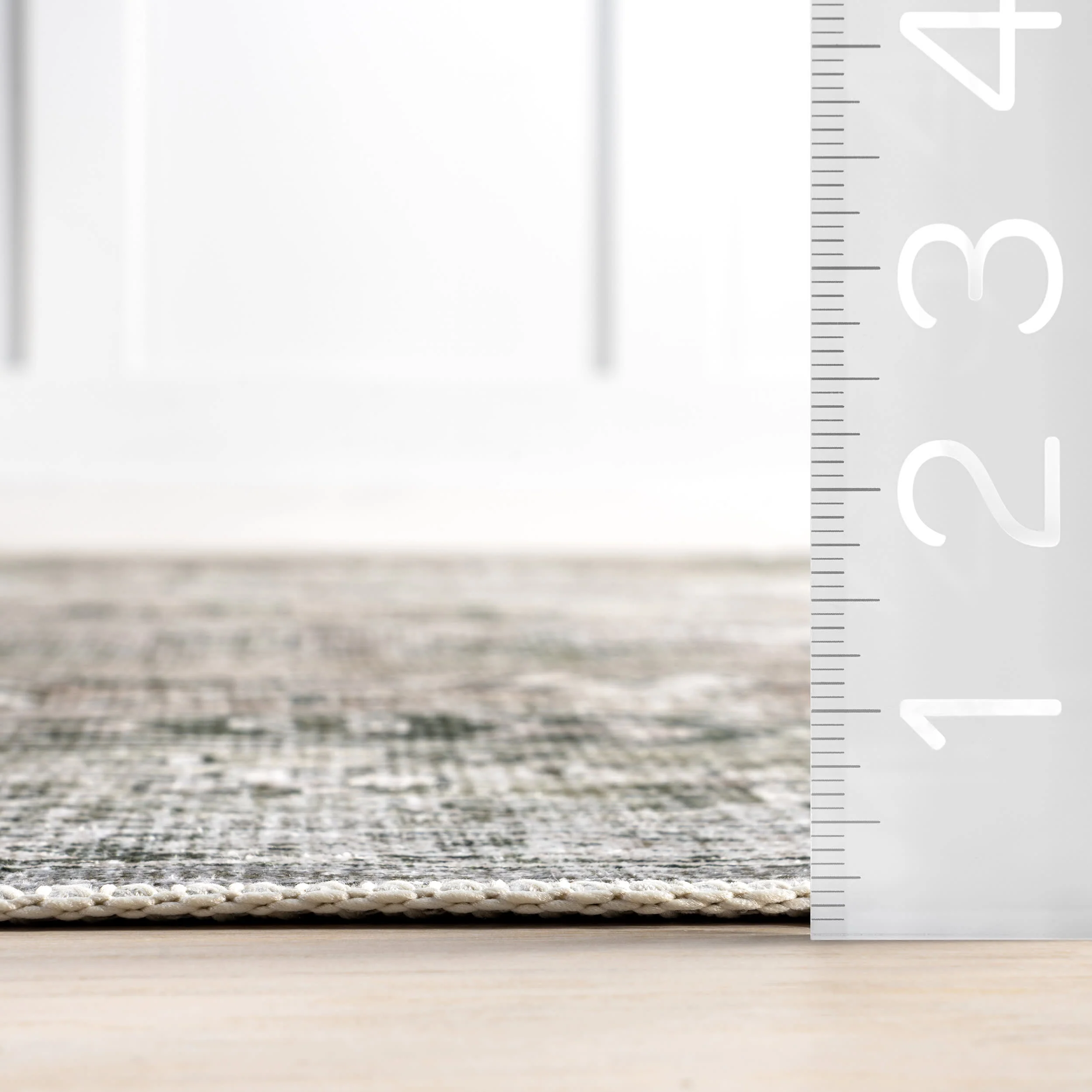 Myrtle Spill Proof Washable Vintage Rug | Sage Green - Image 6