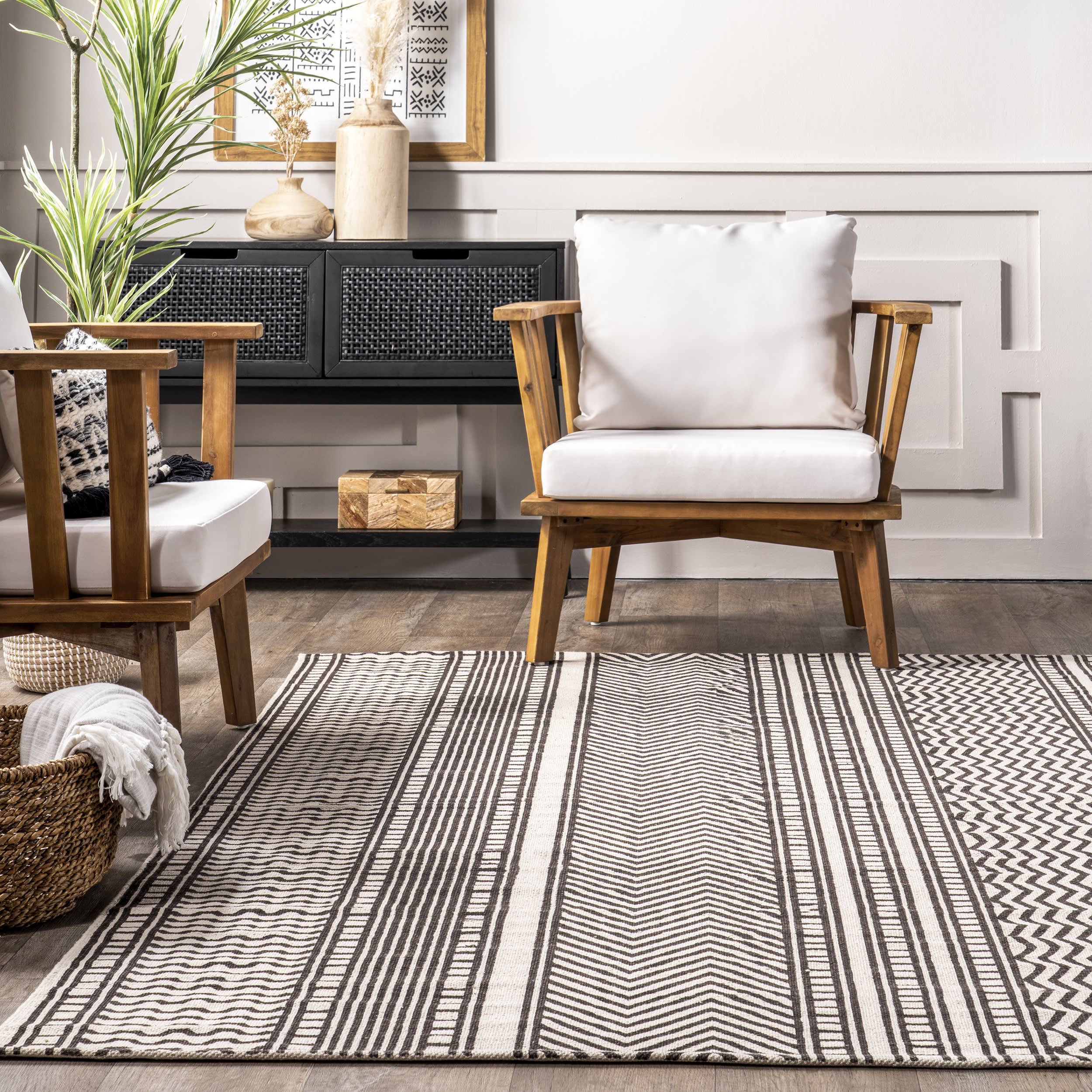 Myrtle Striped Rug | Brown - Image 4