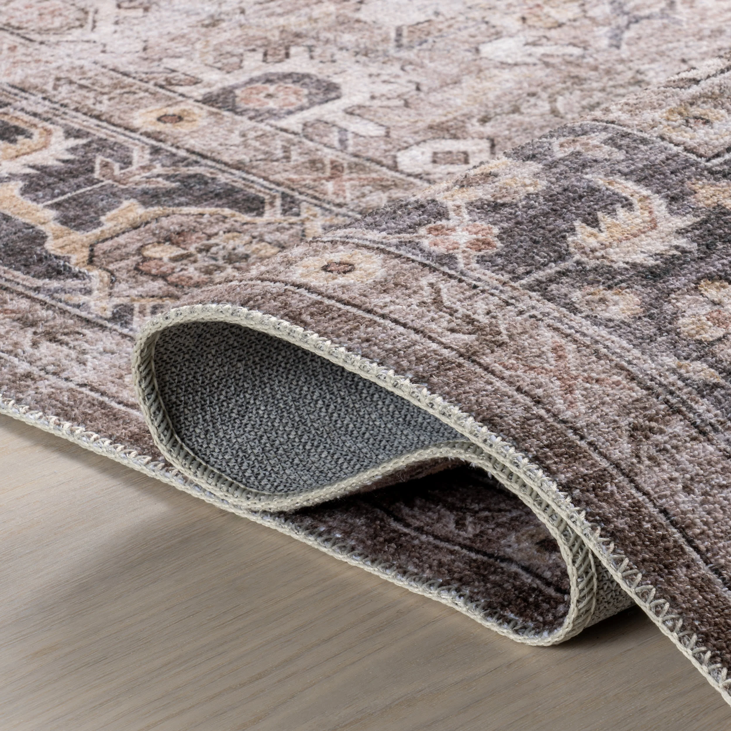 Myrtle Washable Vintage Rug | Brown - Image 9