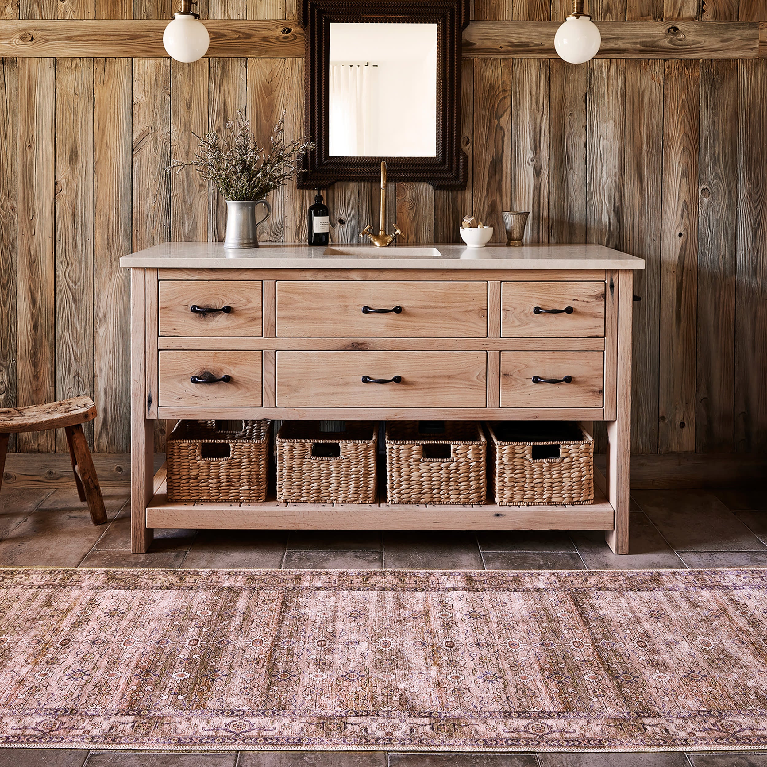 Myrtle Washable Vintage Rug | Taupe - Image 2