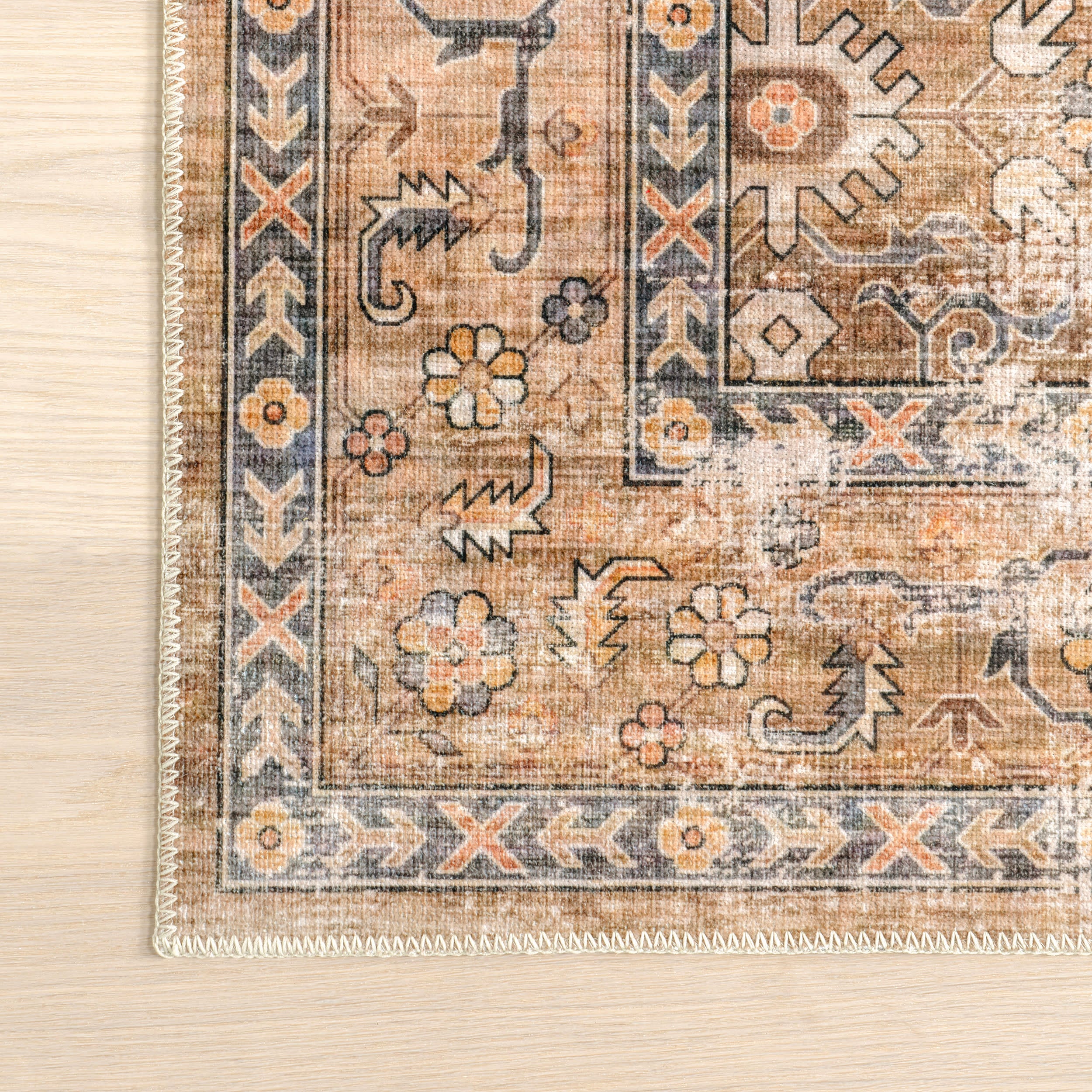 Myrtle Washable Vintage Rug | Taupe - Image 3