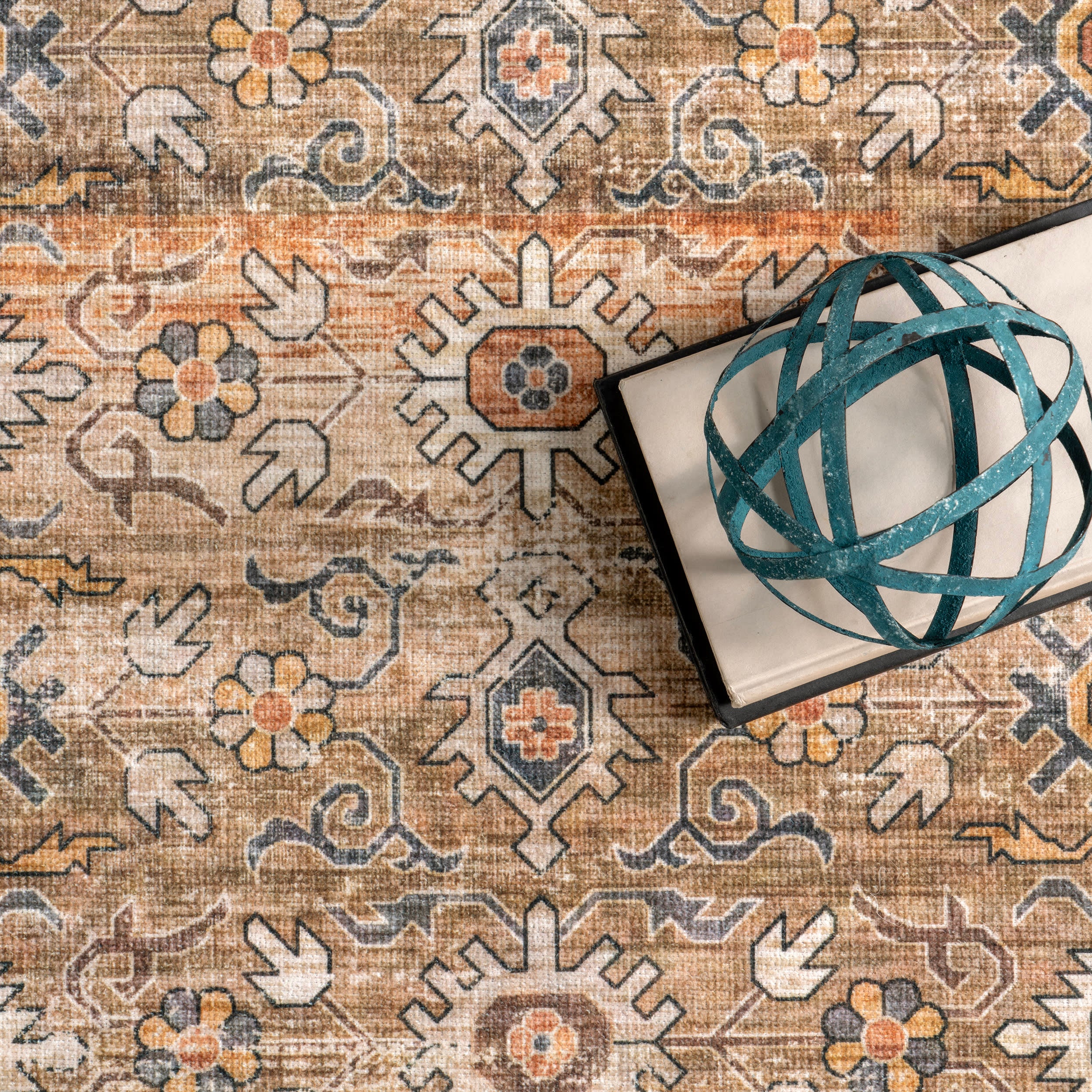 Myrtle Washable Vintage Rug | Taupe - Image 7