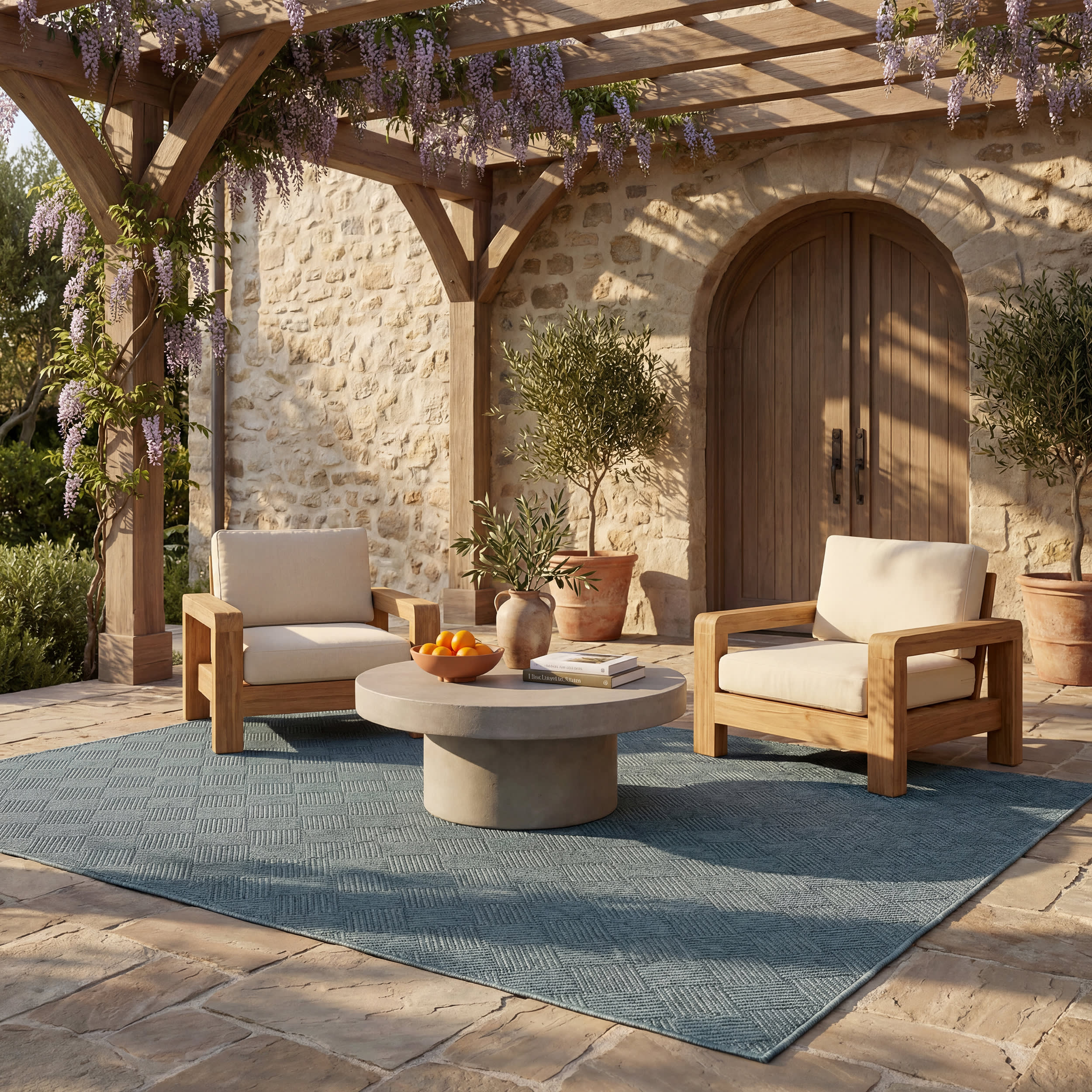 Nahla Modern Diamond Indoor/Outdoor Rug | Aqua - Image 2