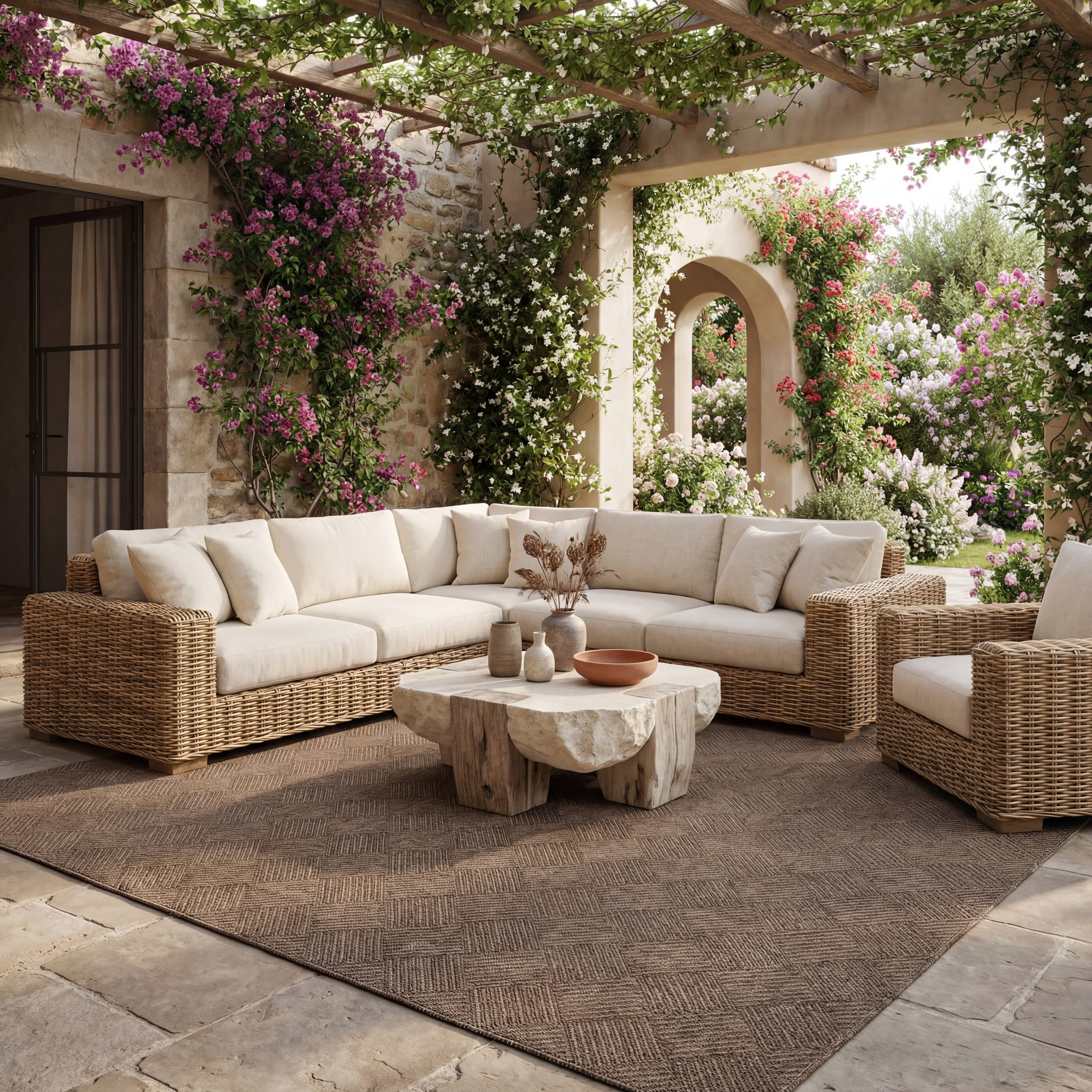 Nahla Modern Diamond Indoor/Outdoor Rug | Brown - Image 2