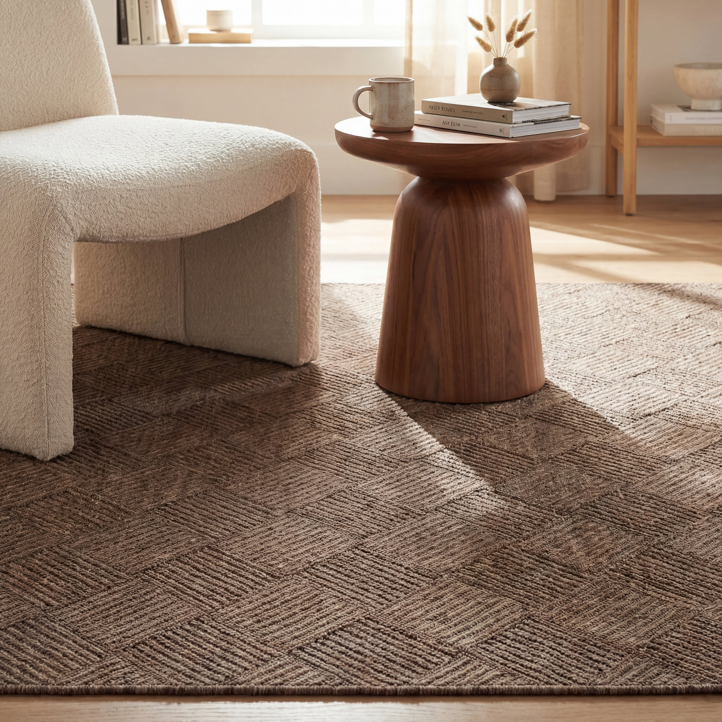 Nahla Modern Diamond Indoor/Outdoor Rug | Brown - Image 5
